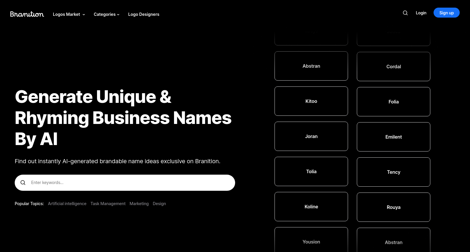 Branition.com - Free AI Business Name Generator (Rhyming ideas)