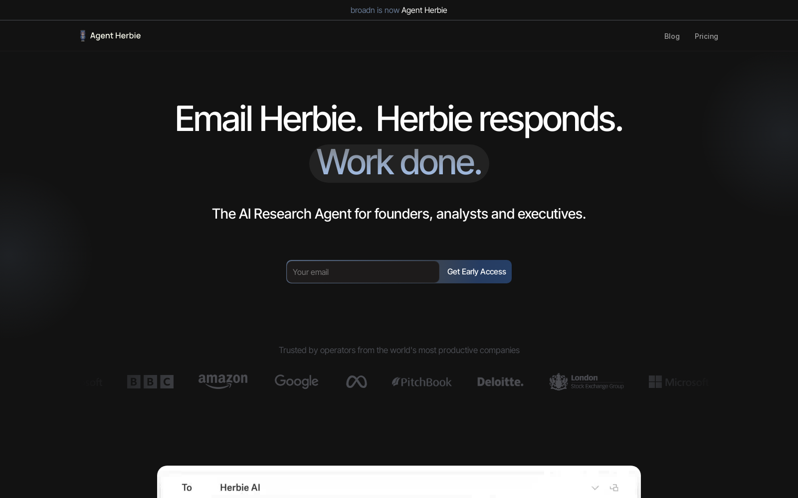 Agent Herbie - The AI Research Agent for founders, analysts and executives.