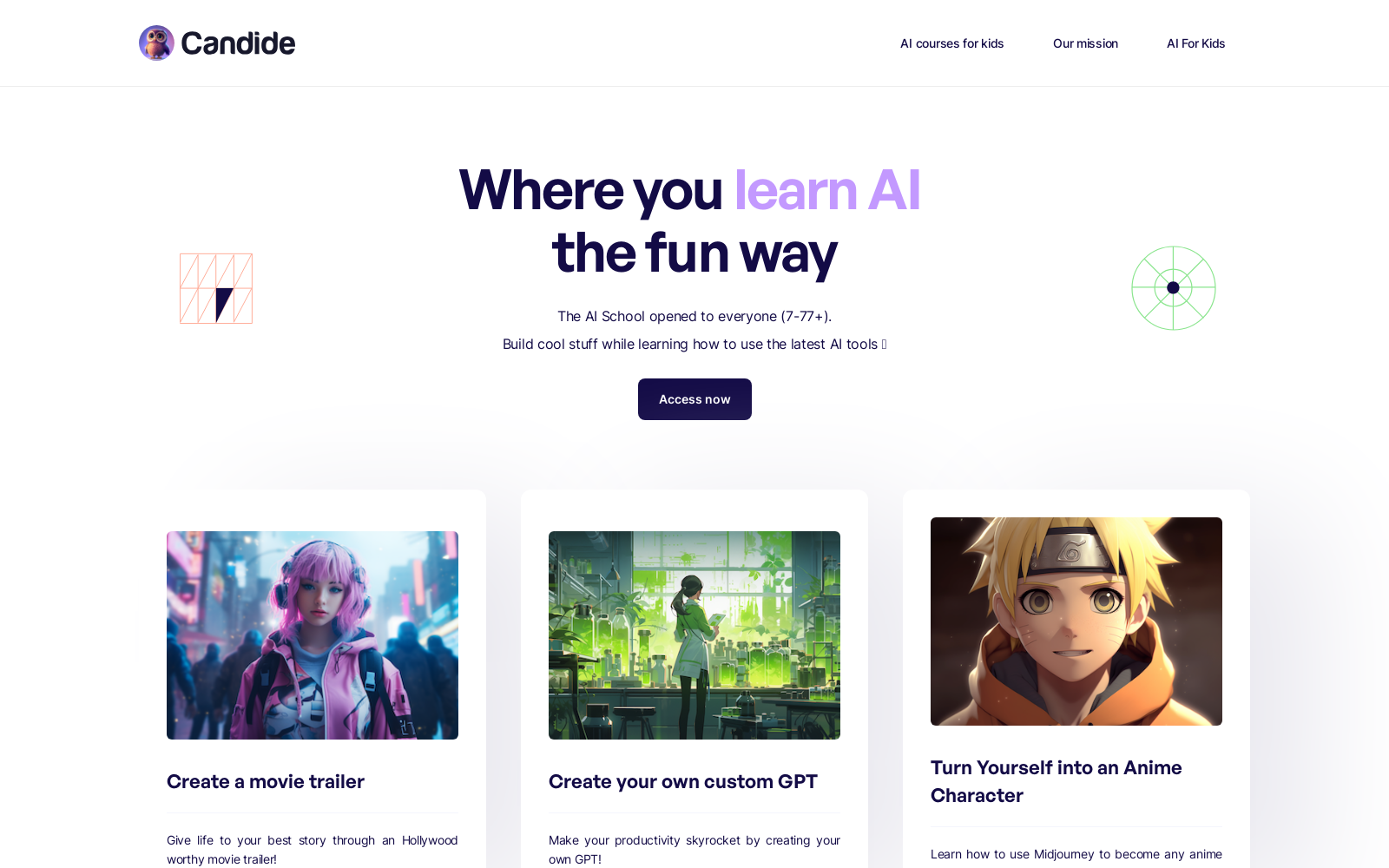 Where your kids learn AI the fun way - Candideai.com icon