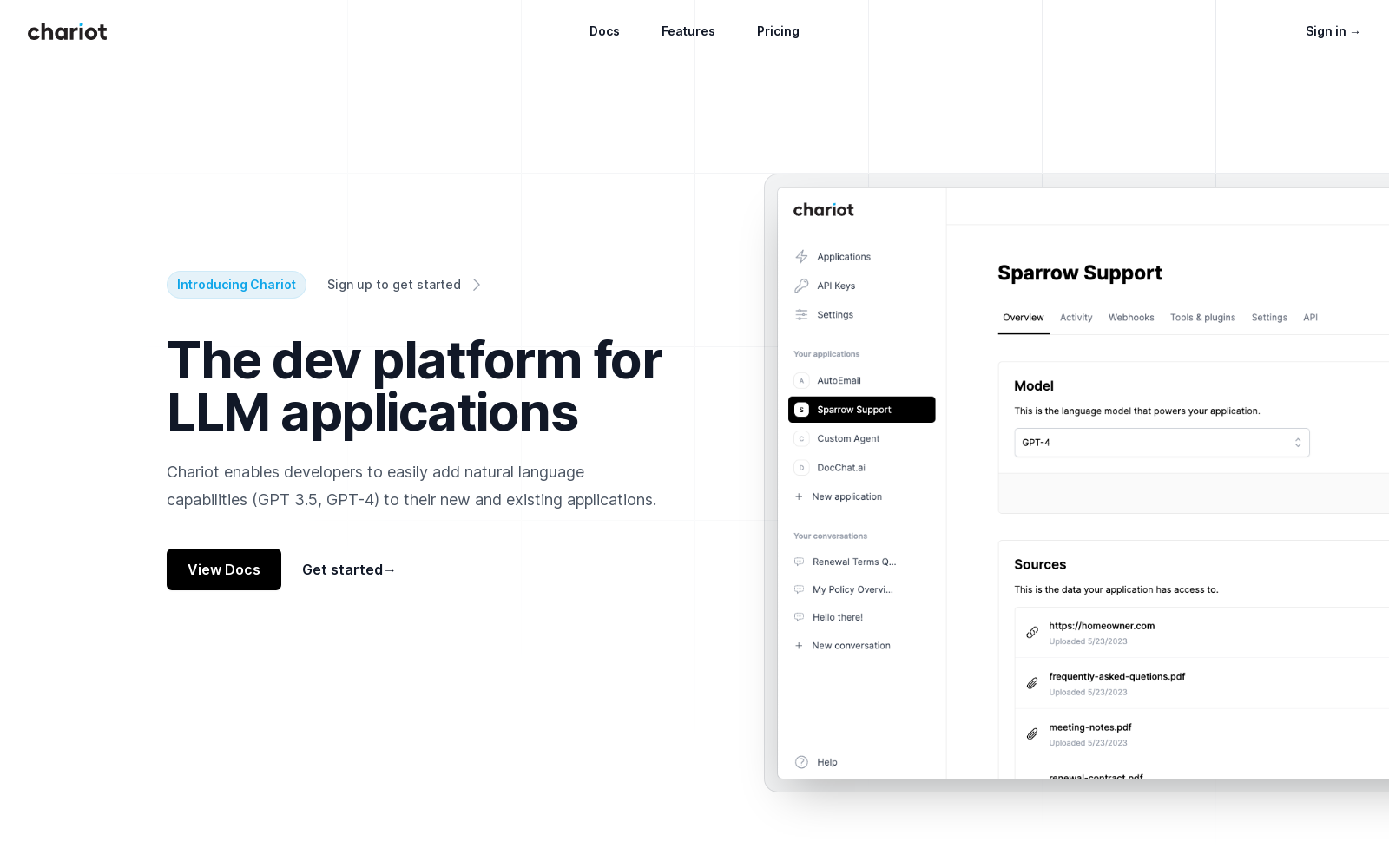 Chariot - The API for LLM applications icon