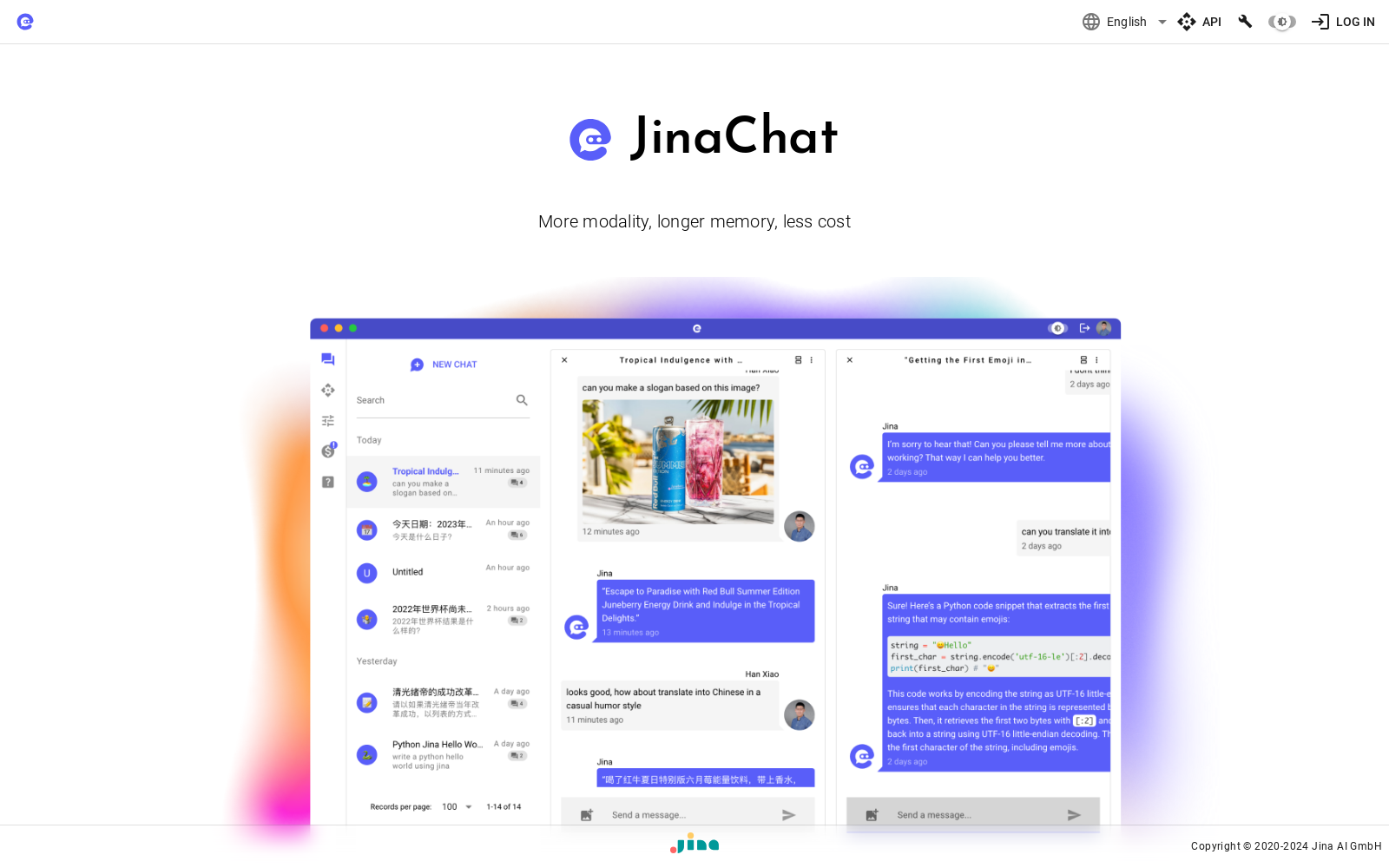 JinaChat - More modality, longer memory, less cost icon