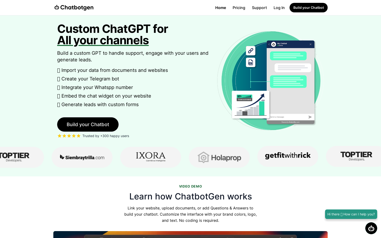 Custom Chat GPT for Web, Whatsapp and telegram. ChatbotGen icon