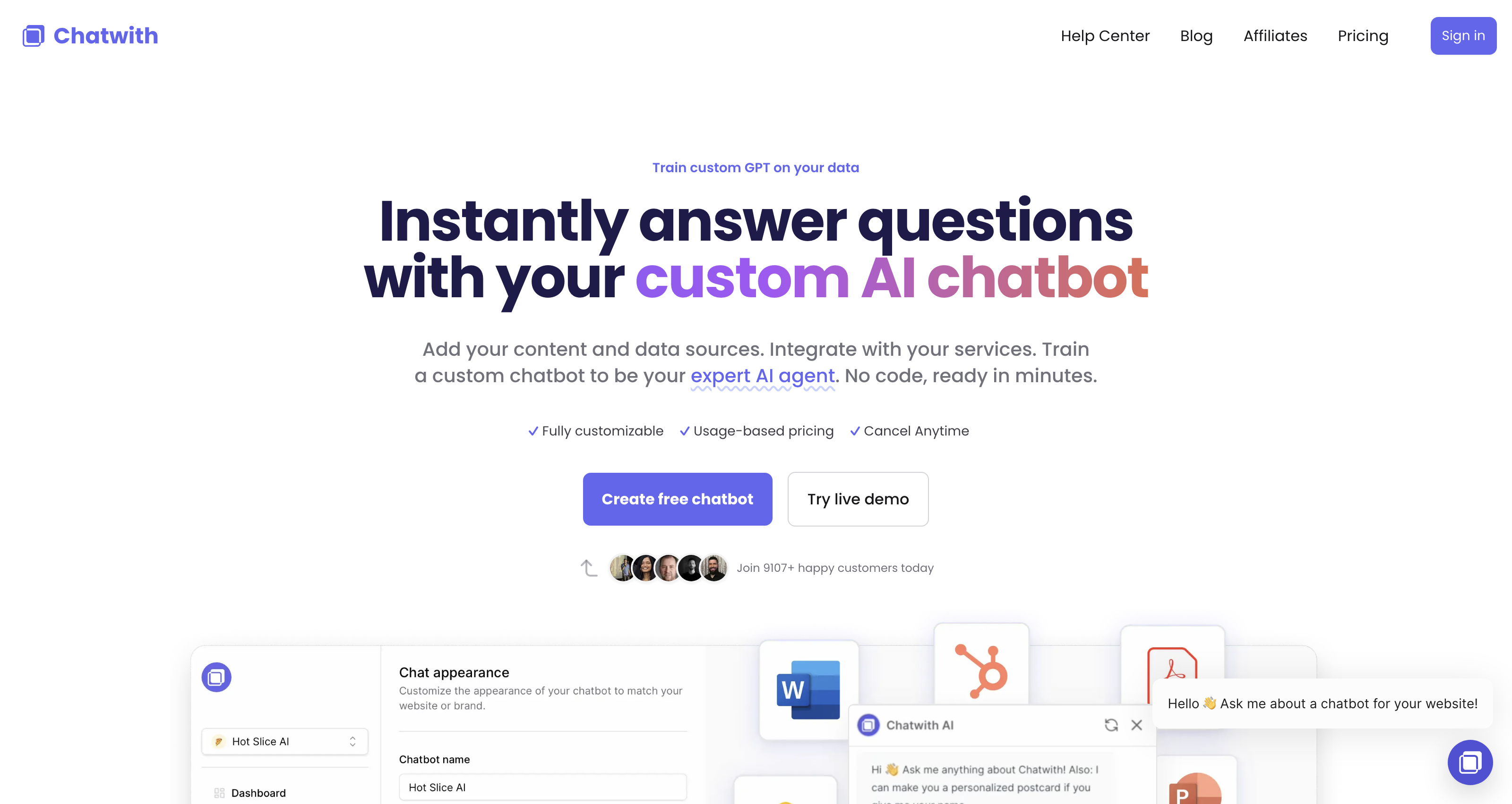 Chatwith - Custom ChatGPT chatbot with your website & files