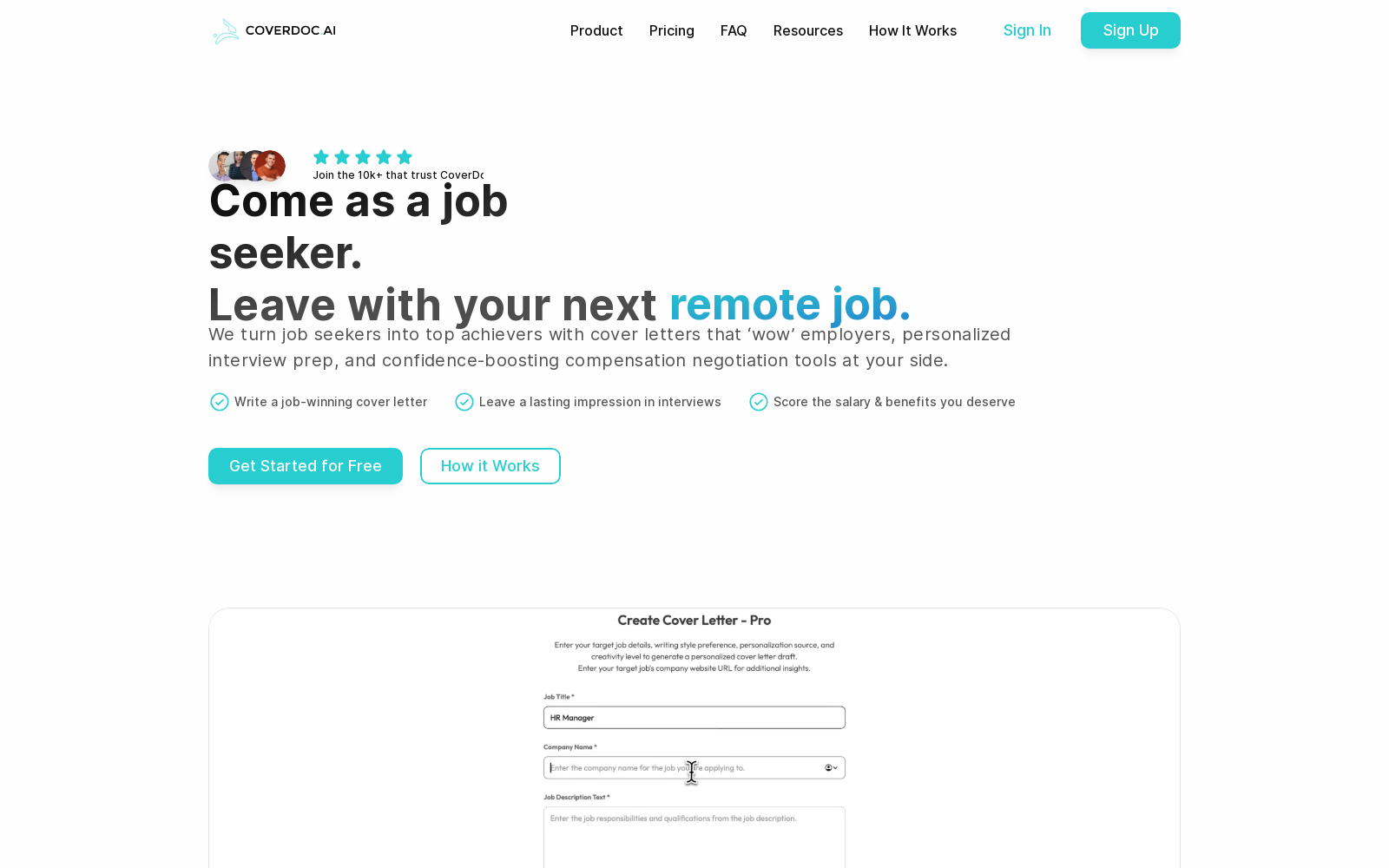 Write Powerful Cover Letters, Master Interviews & Negotiate Like a Pro using AI | CoverDoc.ai