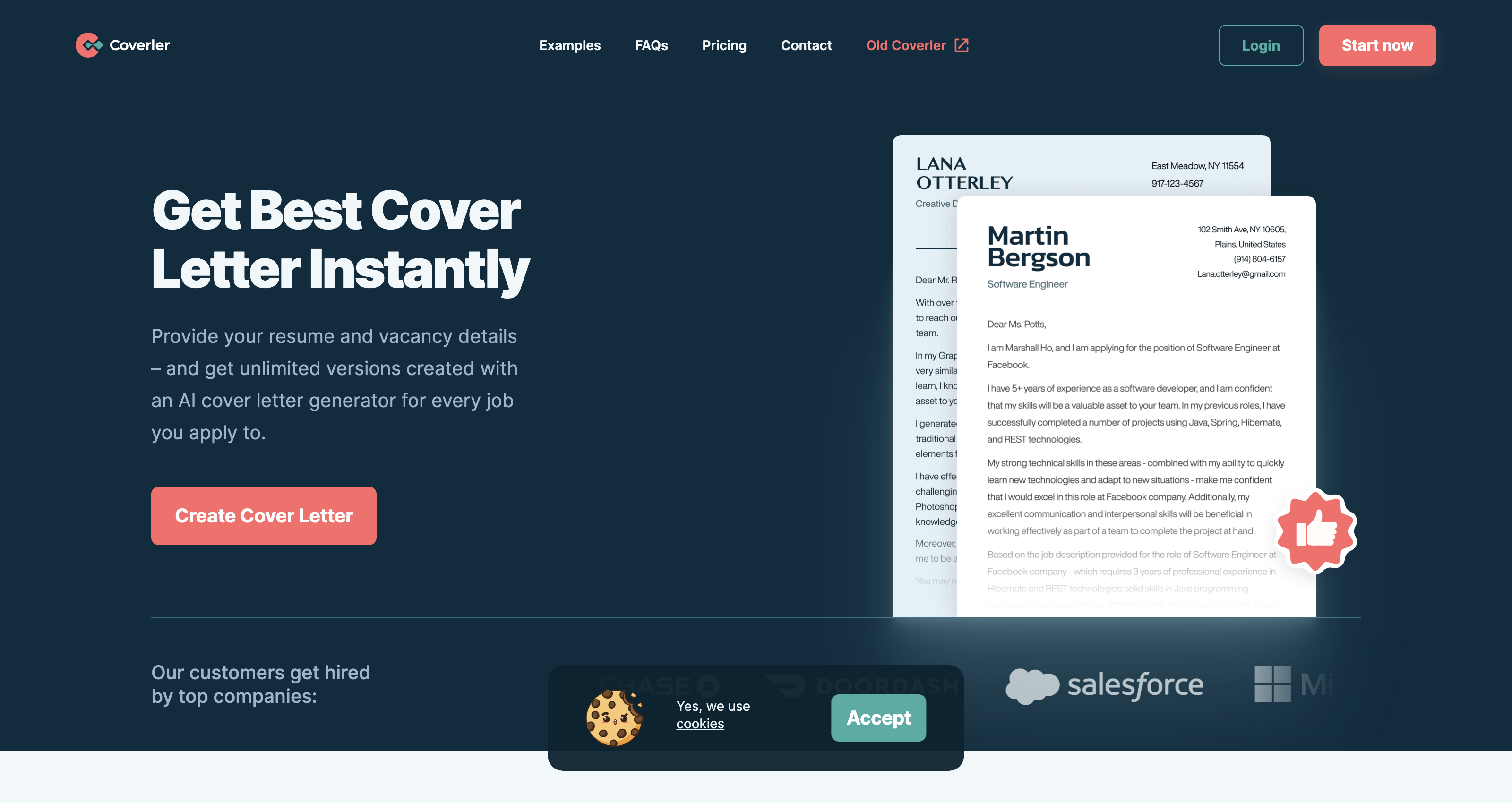 Cover Letter Generator Powered by AI - Coverler