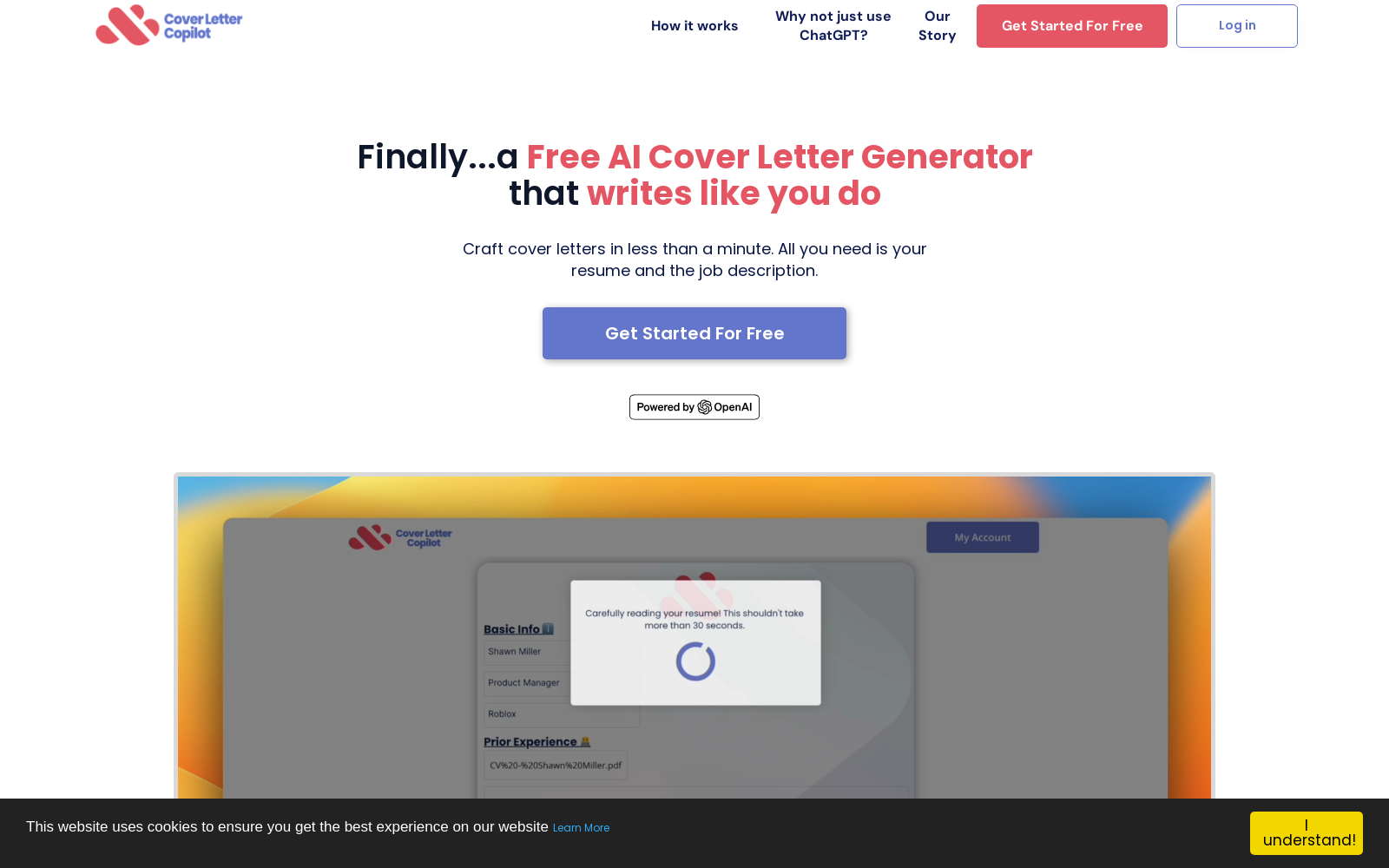 Free AI Cover Letter Generator, Powered by ChatGPT | Cover Letter Copilot