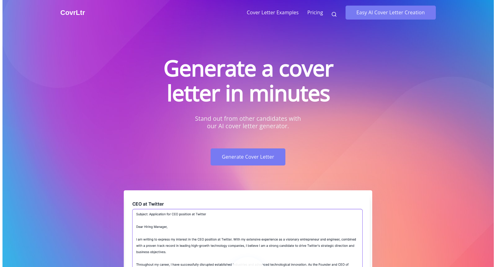 Write and manage all your cover letters powered by AI - CovrLtr.com