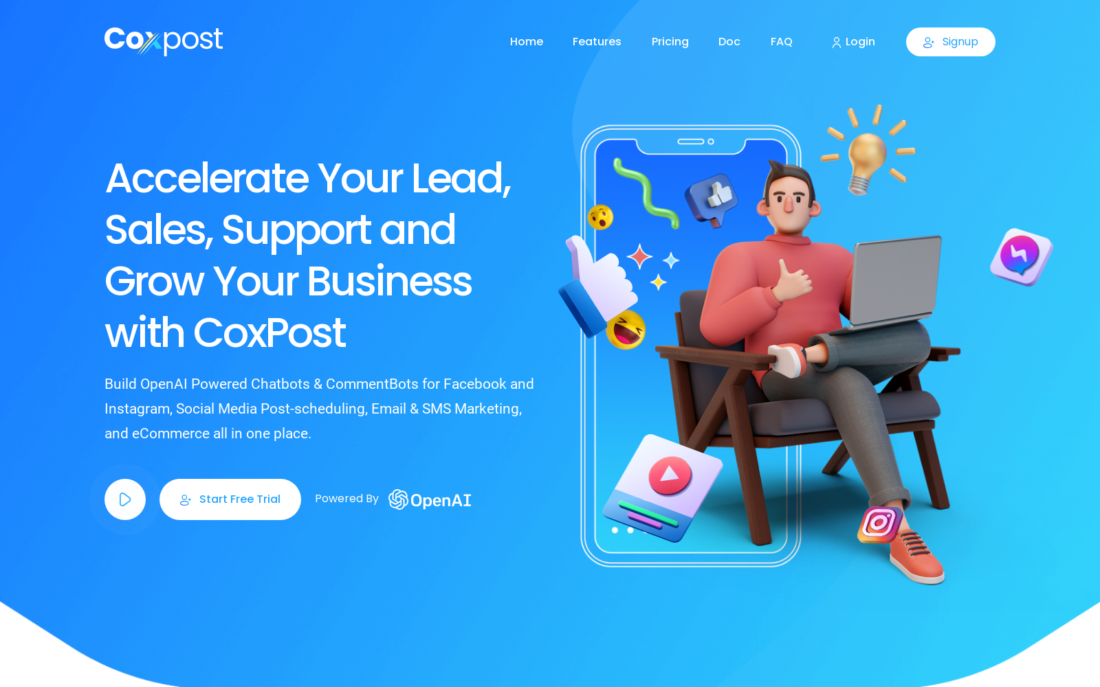 CoxPost - Your Complete Social Media Manager and Chatbot Builder