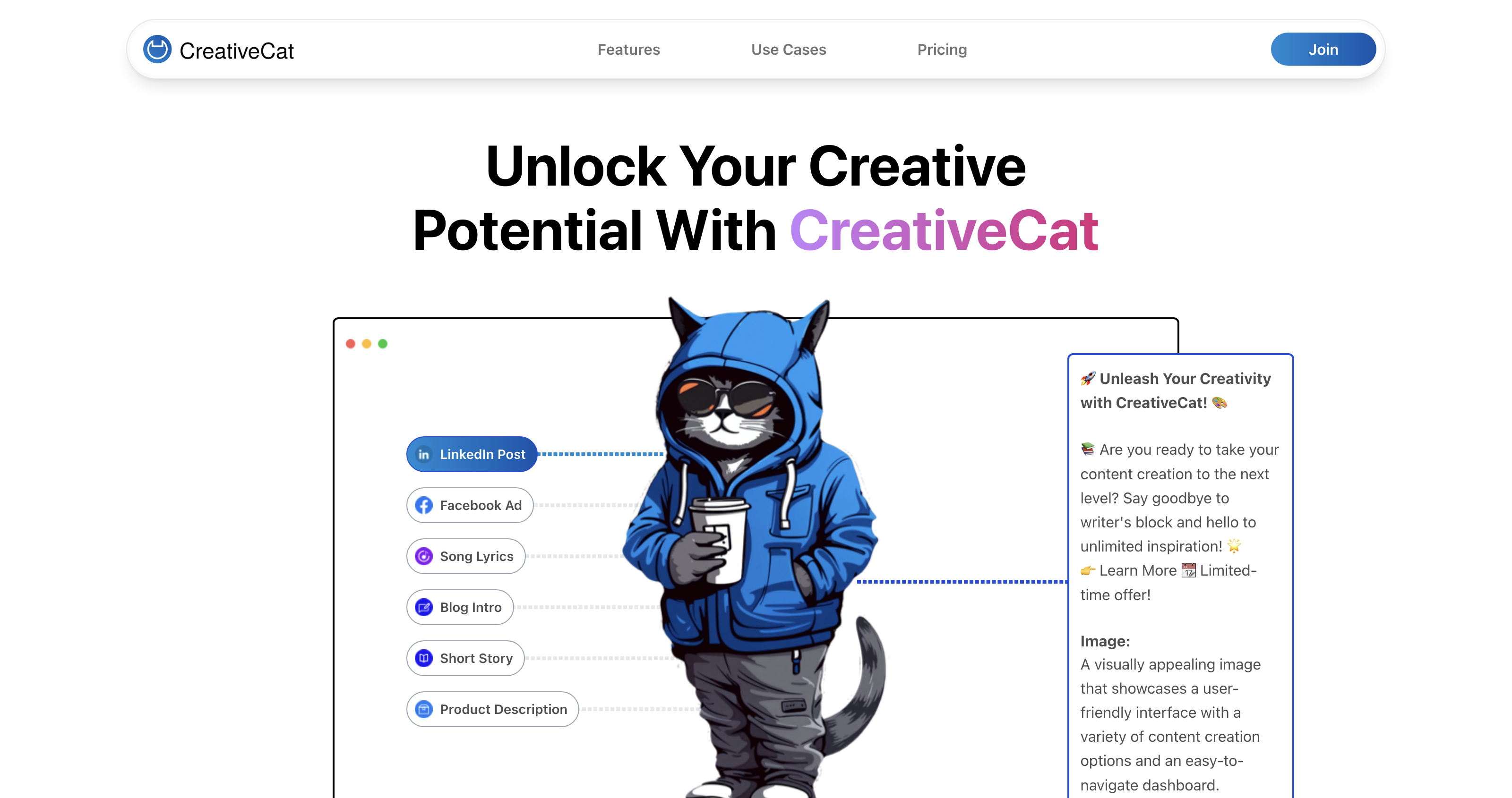 CreativeCat - AI Content Writing & Generation Tool - Ai Tools for Content generation