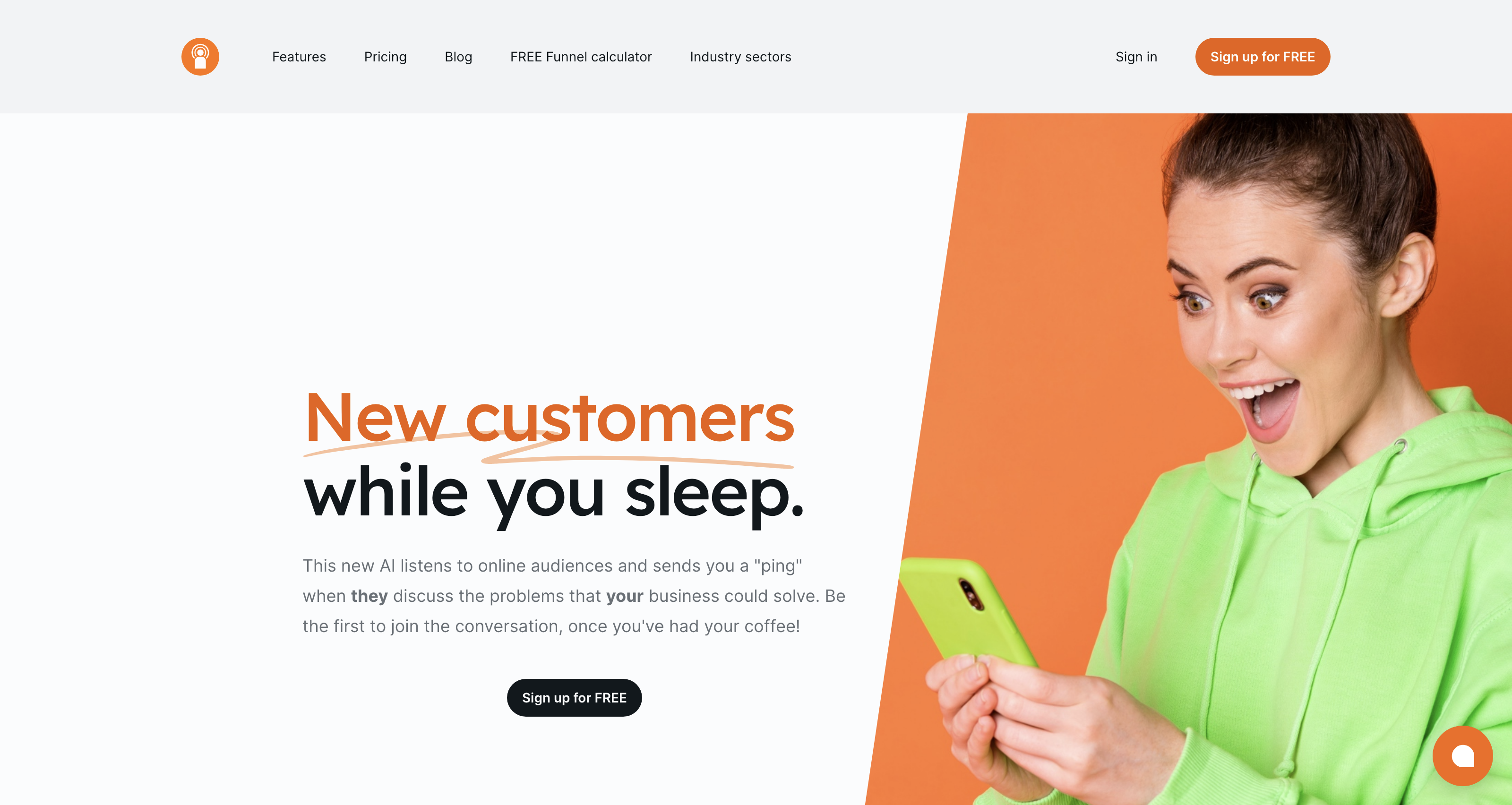 CustomerPing – This AI pings you when it finds new customers for you