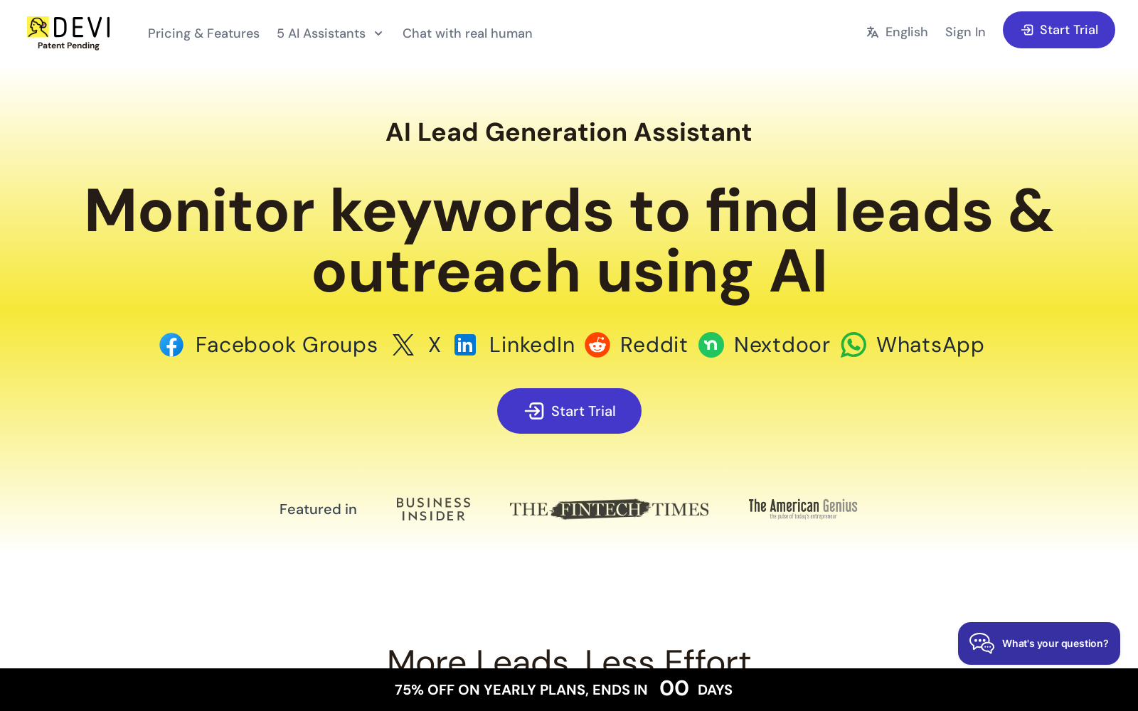 Devi | AI Social Media Leads Monitoring and Outreach Tool