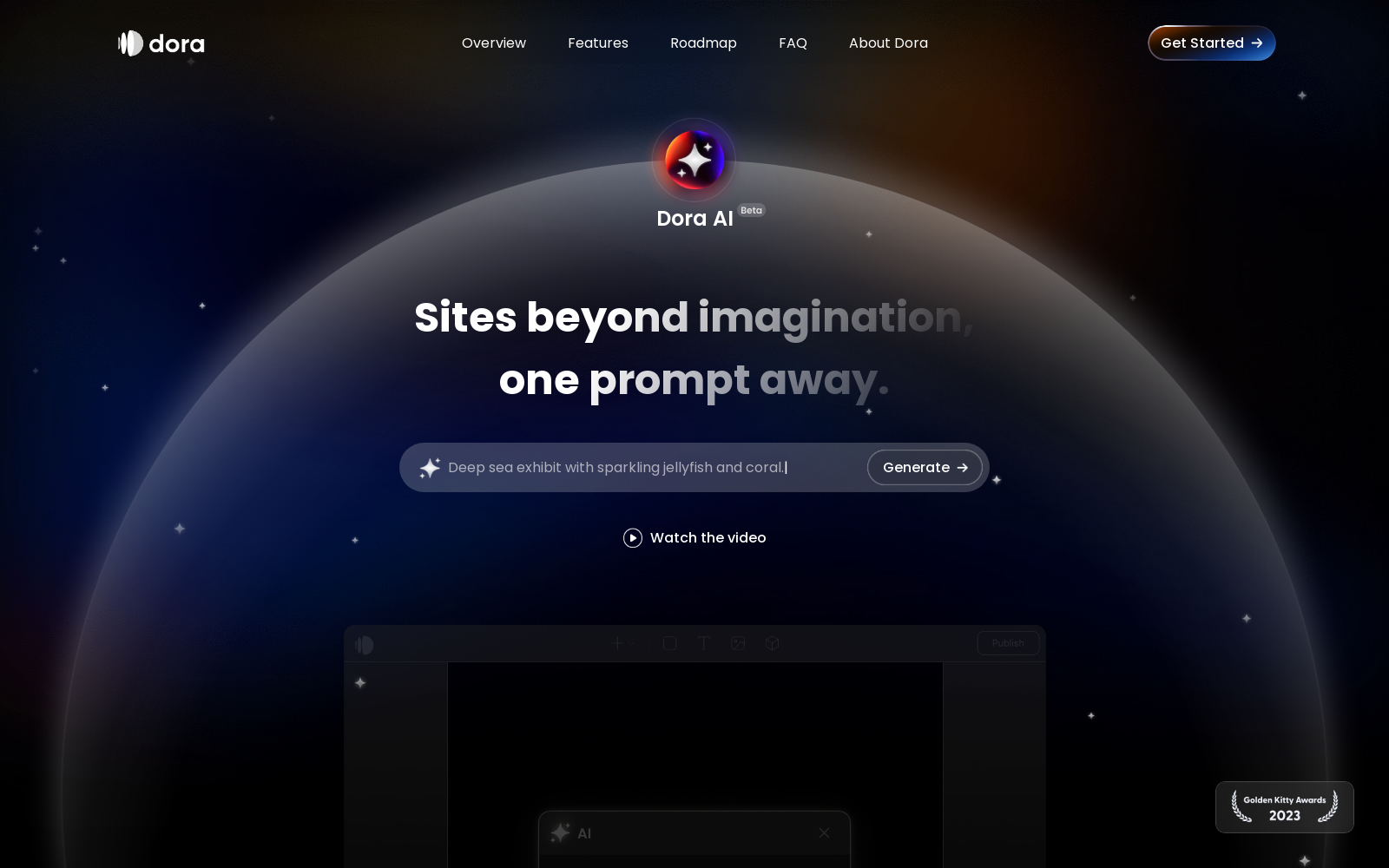 Dora AI - Sites beyond imagination, one prompt away. icon