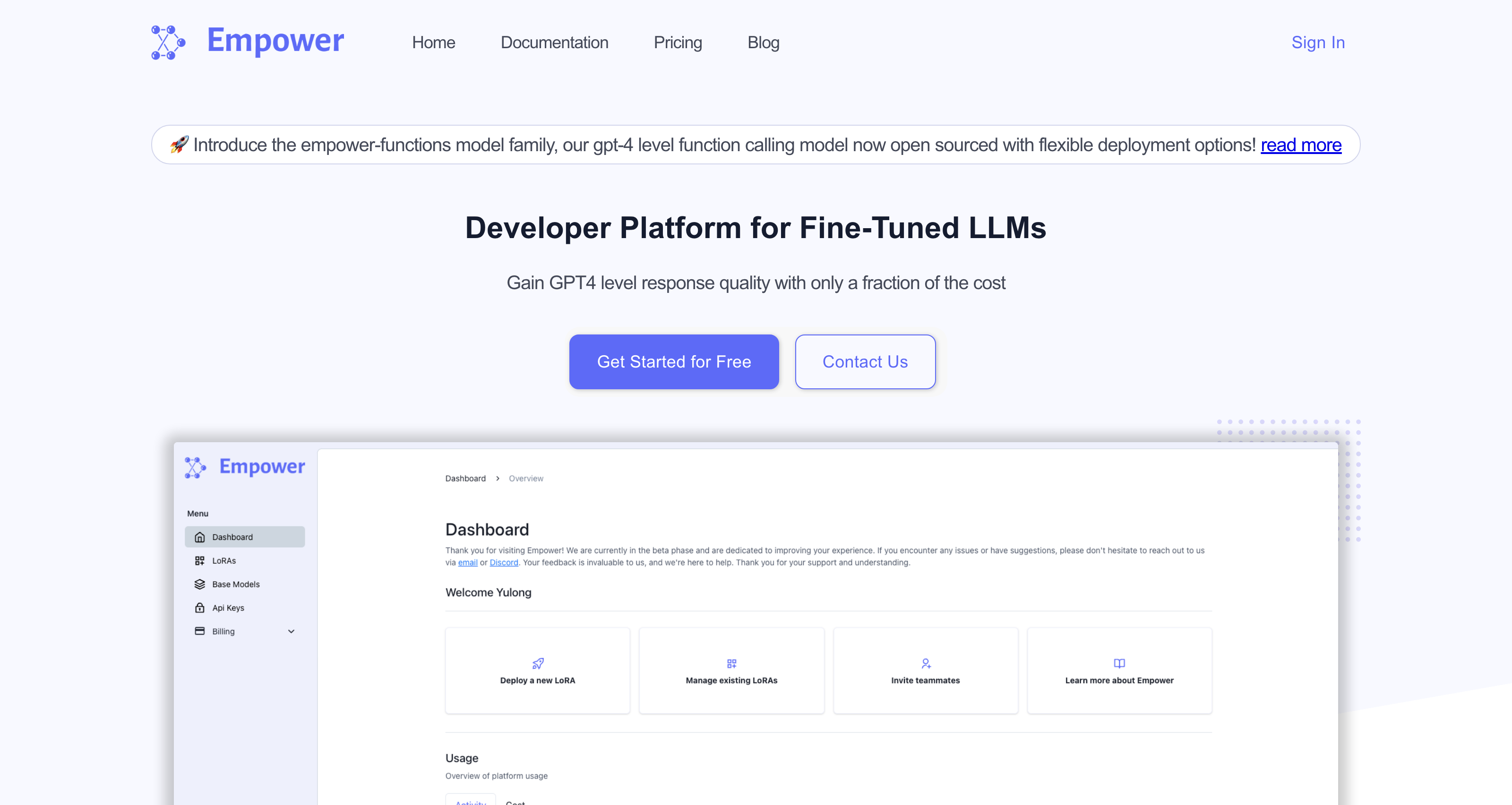 Empower - Serverless Fine-tuned LLM Hosting Platform
