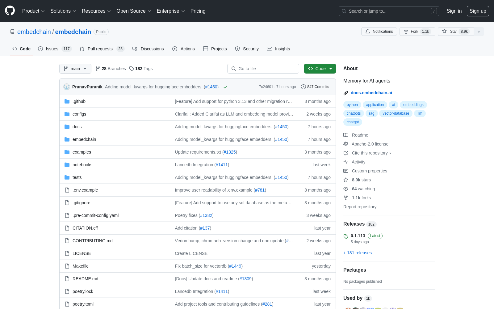 GitHub - embedchain/embedchain: Memory for AI agents icon