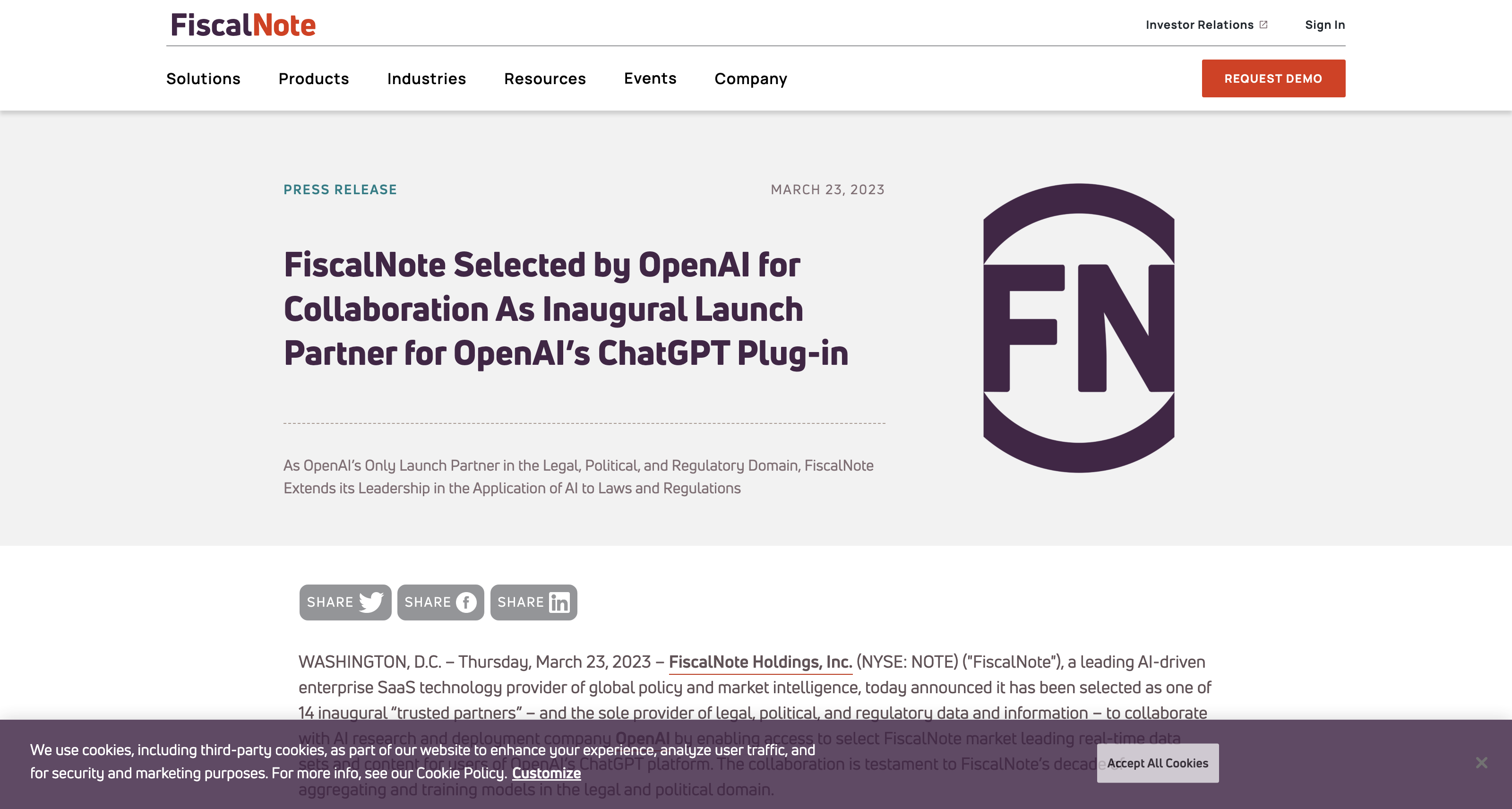 FiscalNote Selected by OpenAI for Collaboration As Inaugural Launch…