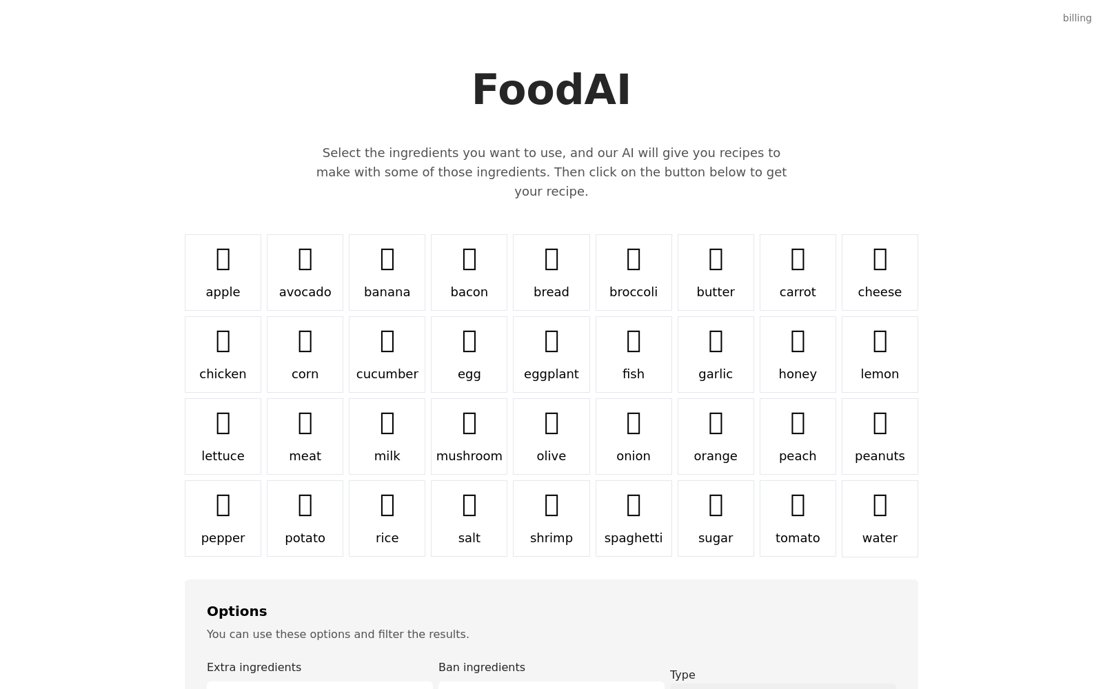 FoodAI.app | Generate cooking recipes with AI!