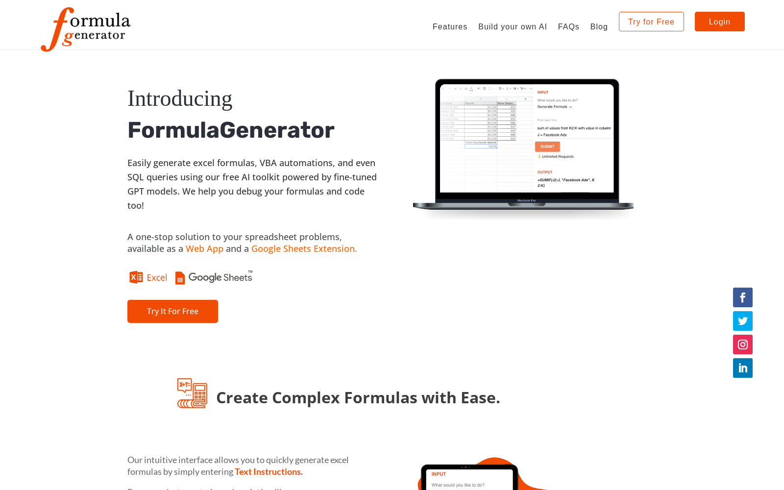 Excel AI Formula generator