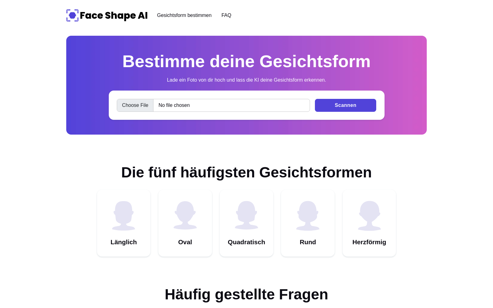 Gesichtsform bestimmen mit KI icon