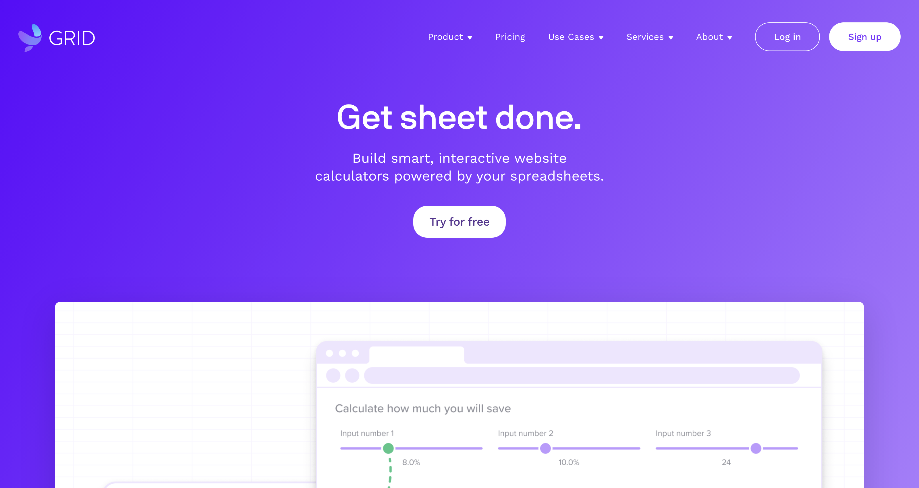 GRID — Website calculators, powered by spreadsheets.