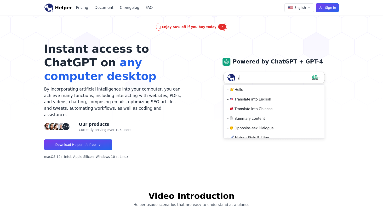 Ai Helper - Free ChatGPT MacOS/Windows/Linux client