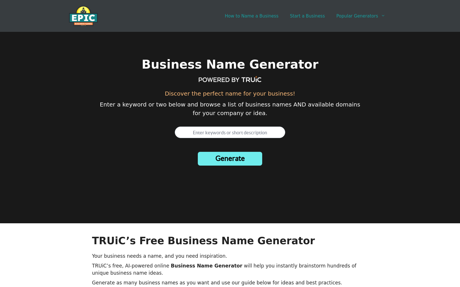 Free Business Name Generator 2024 - Company Name Ideas