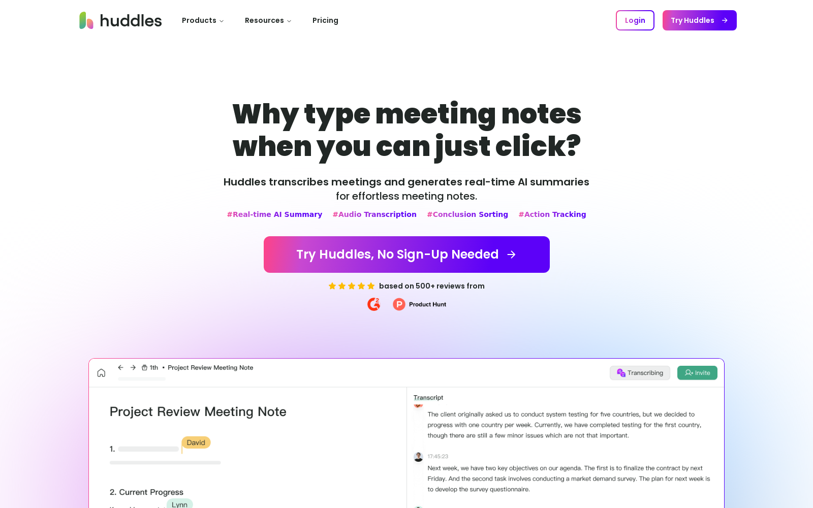 Huddles.App丨Ai-Powered Meeting Note for Collaborative Teams.
