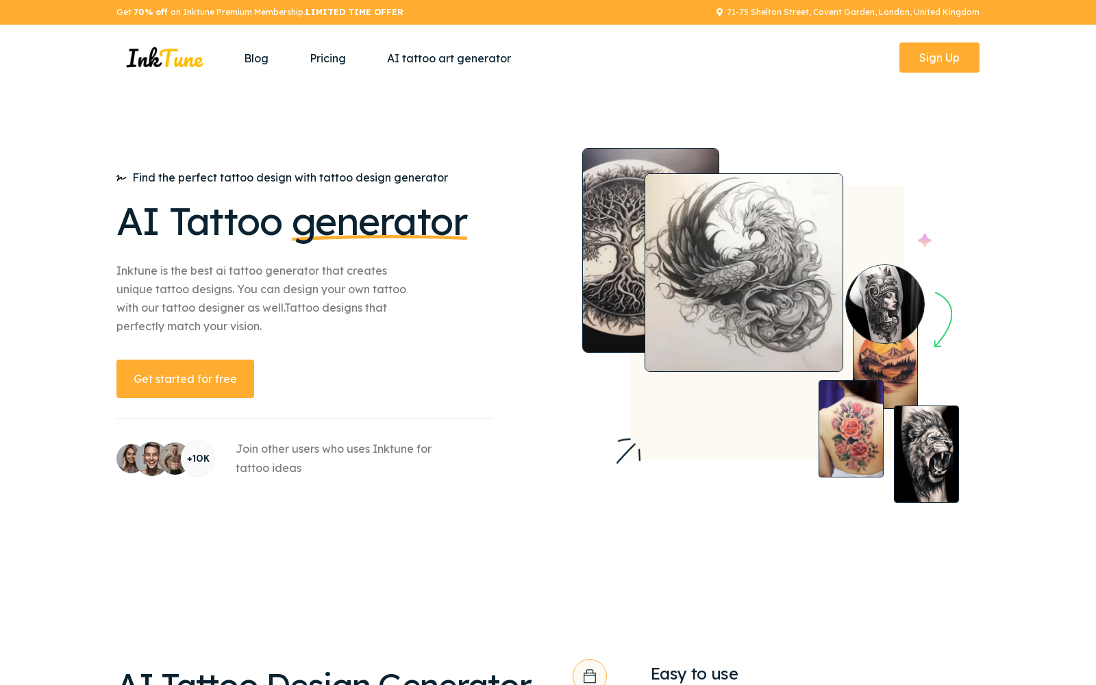 InkTune: AI Tattoo Generator - Discover Tattoos Designed by AI Artists - InkTune