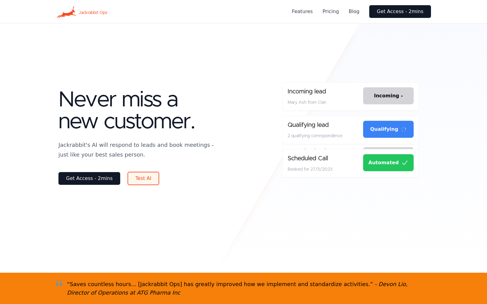 Never miss a new customer | Jackrabbit Ops