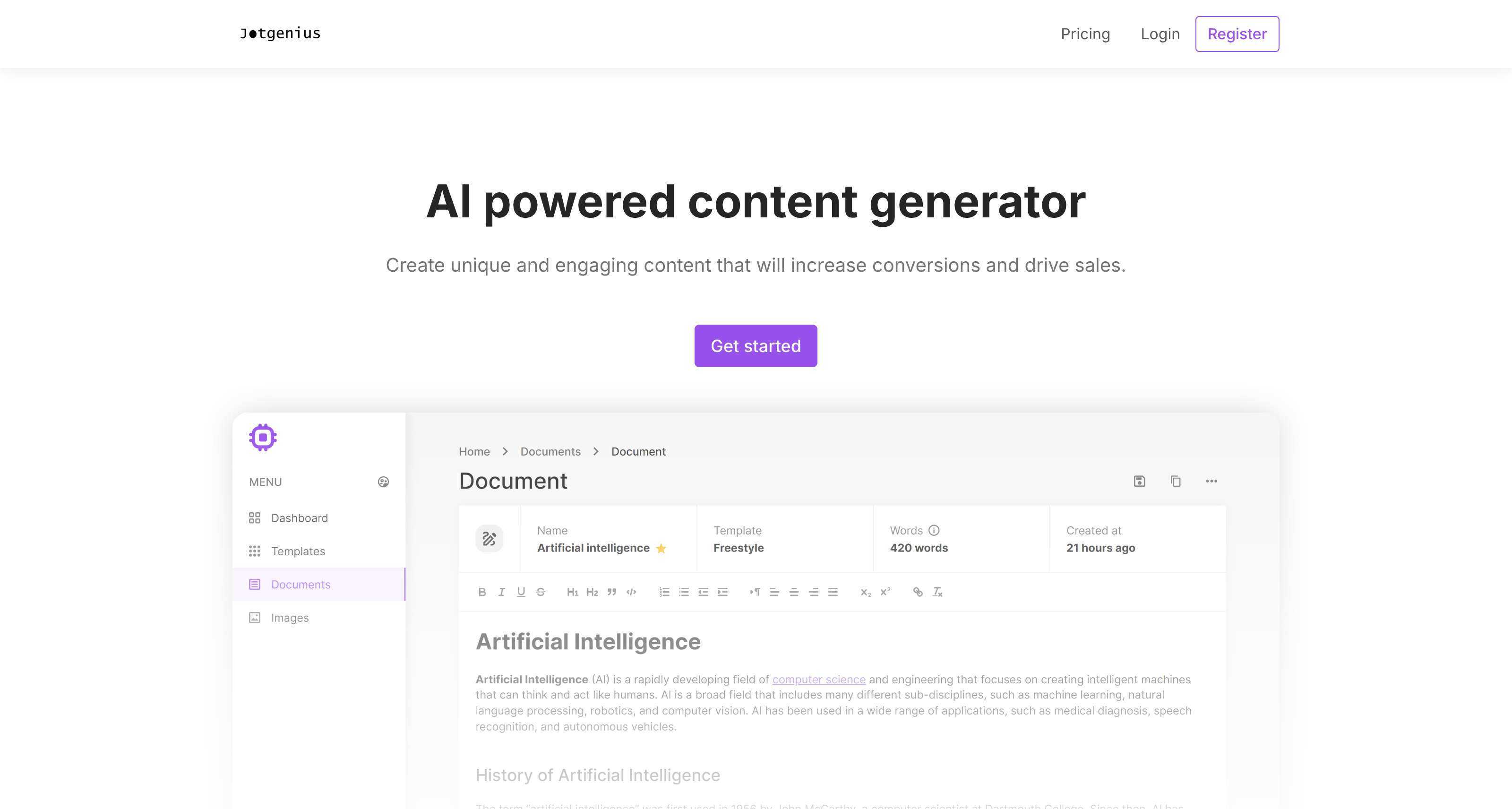 Jotgenius - AI powered content generator icon