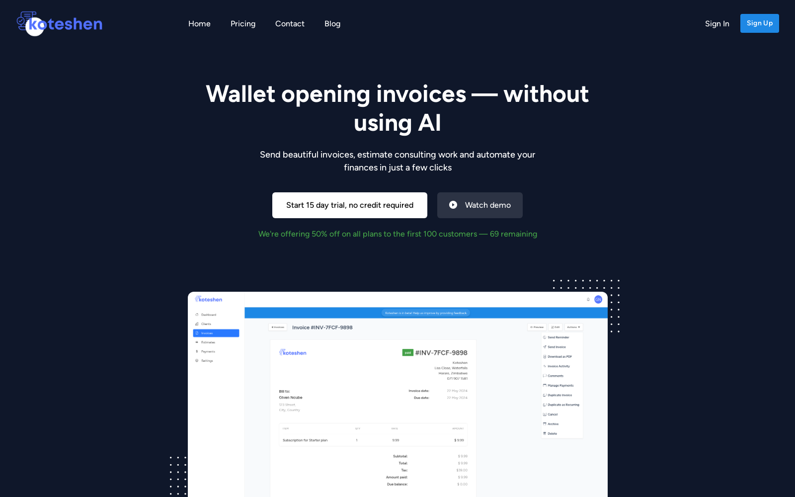 Invoicing Stress & Wasted Time? Get Koteshen & Get Back to Business