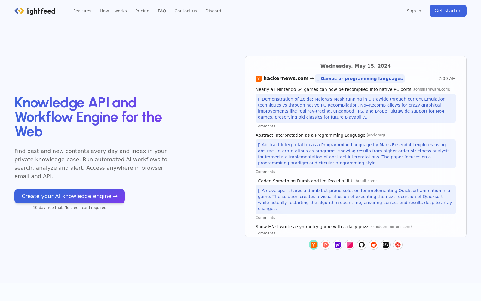LightFeed - Knowledge API and Workflow Engine for the Web icon