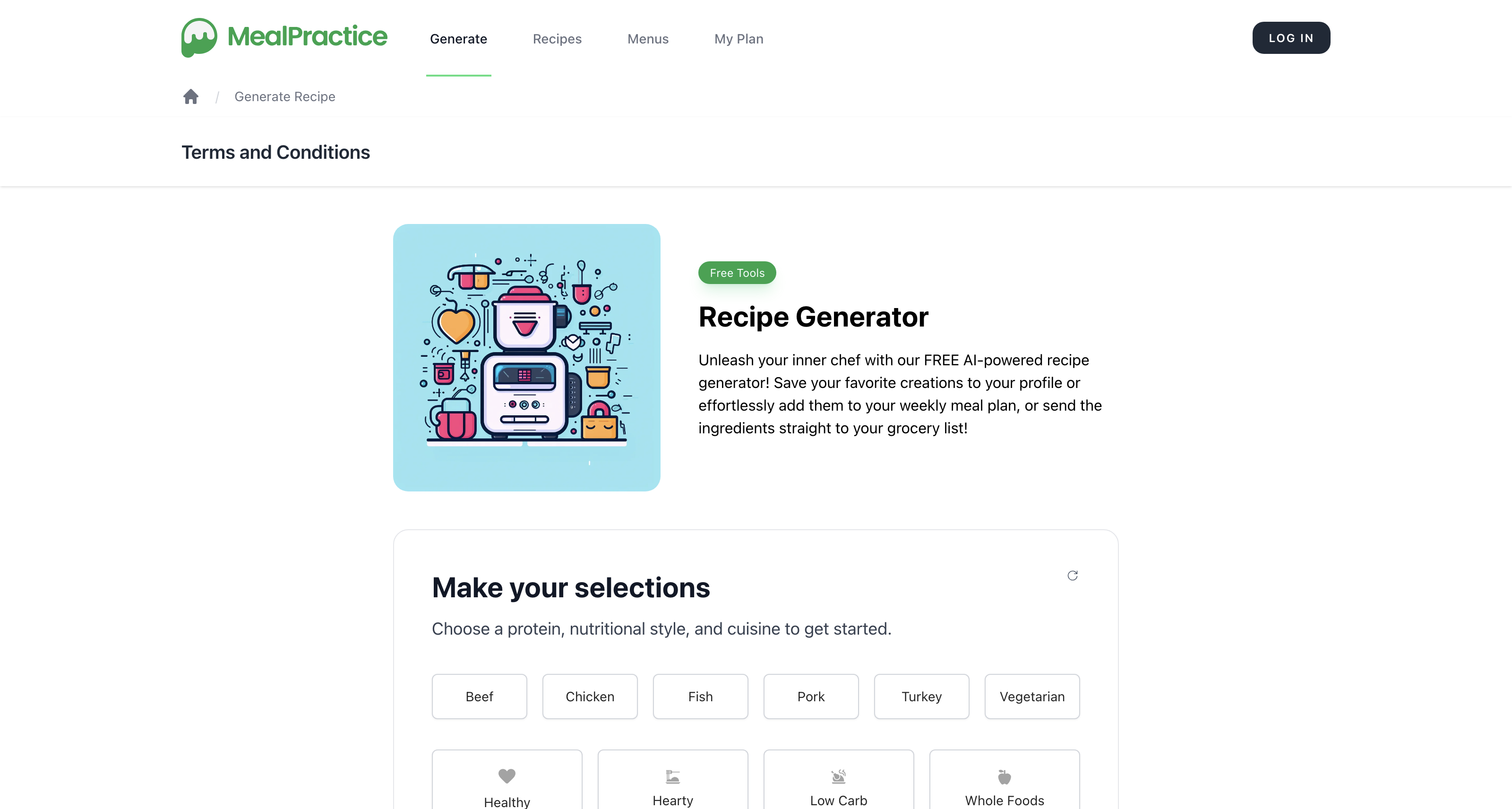MealPractice | AI Recipe Generator - Effortless meal planning