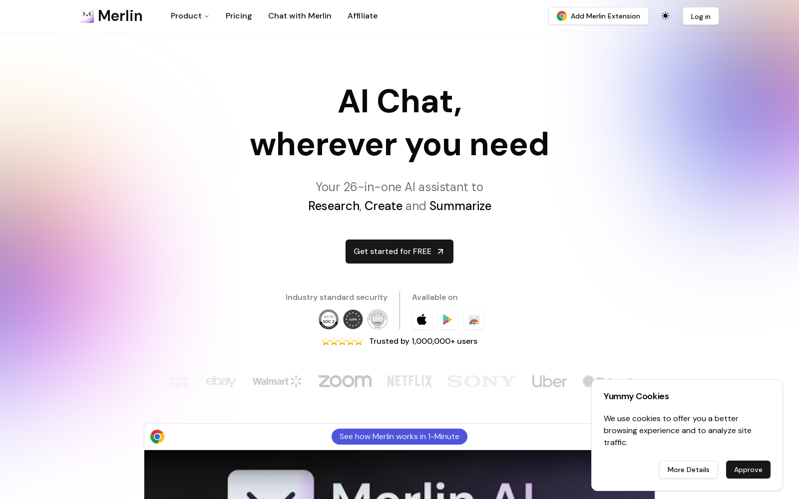Merlin AI | Ask AI to Research, Write, Summarize in 1-click