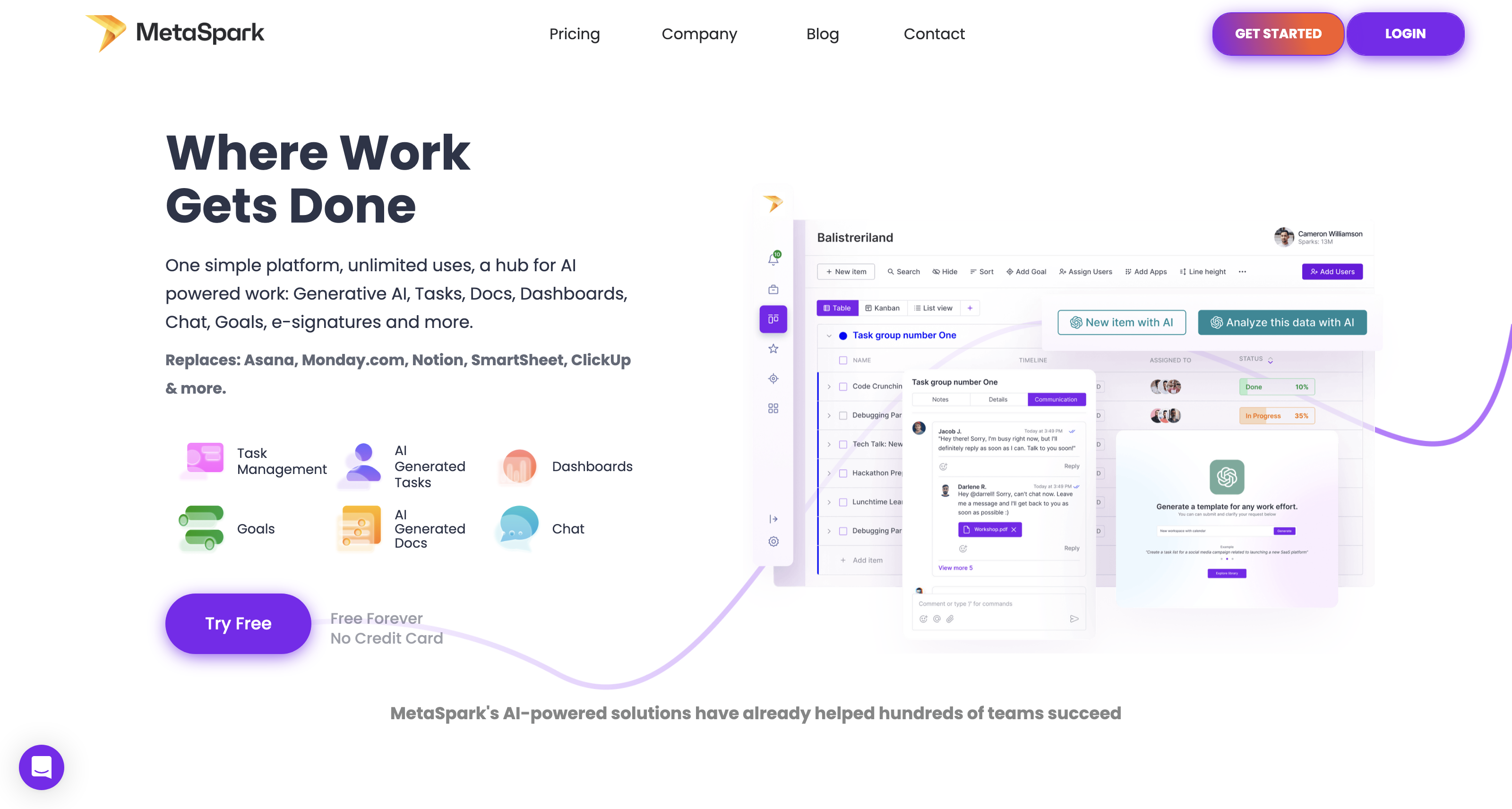 MetaSpark® The AI-Powered Platform for Project & Task Management.