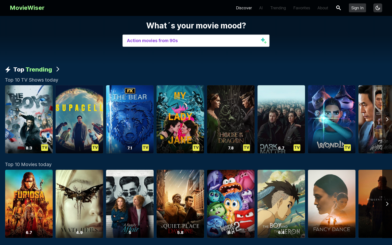 MovieWiser: AI enhanced movie & series recommendations based on your mood icon