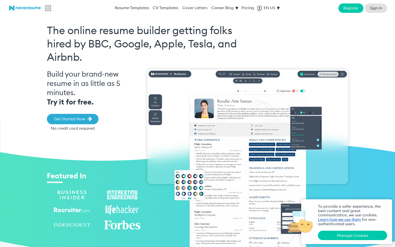 Resume Builder for 2024 | Free Resume Builder | Novorésumé