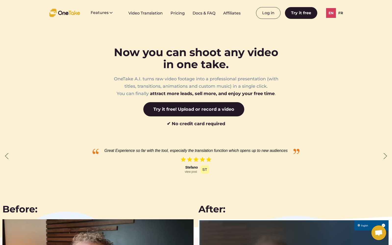 OneTake AI - Autonomous video editor & translator for entrepreneurs icon