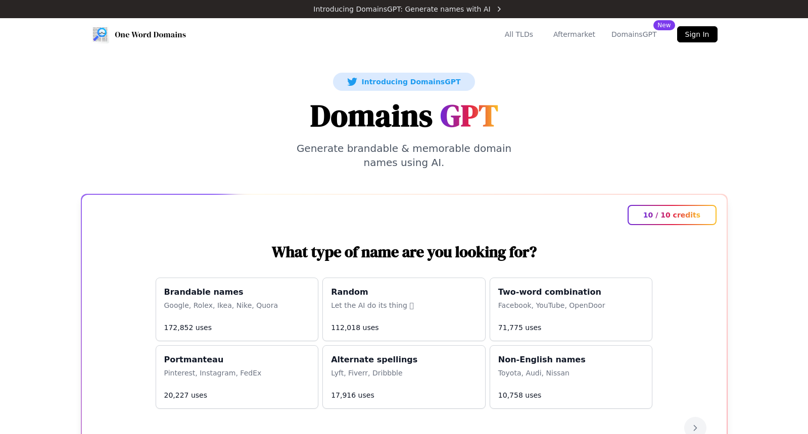 DomainsGPT - Best AI Domain Name Generator in 2023 | One Word Domains icon
