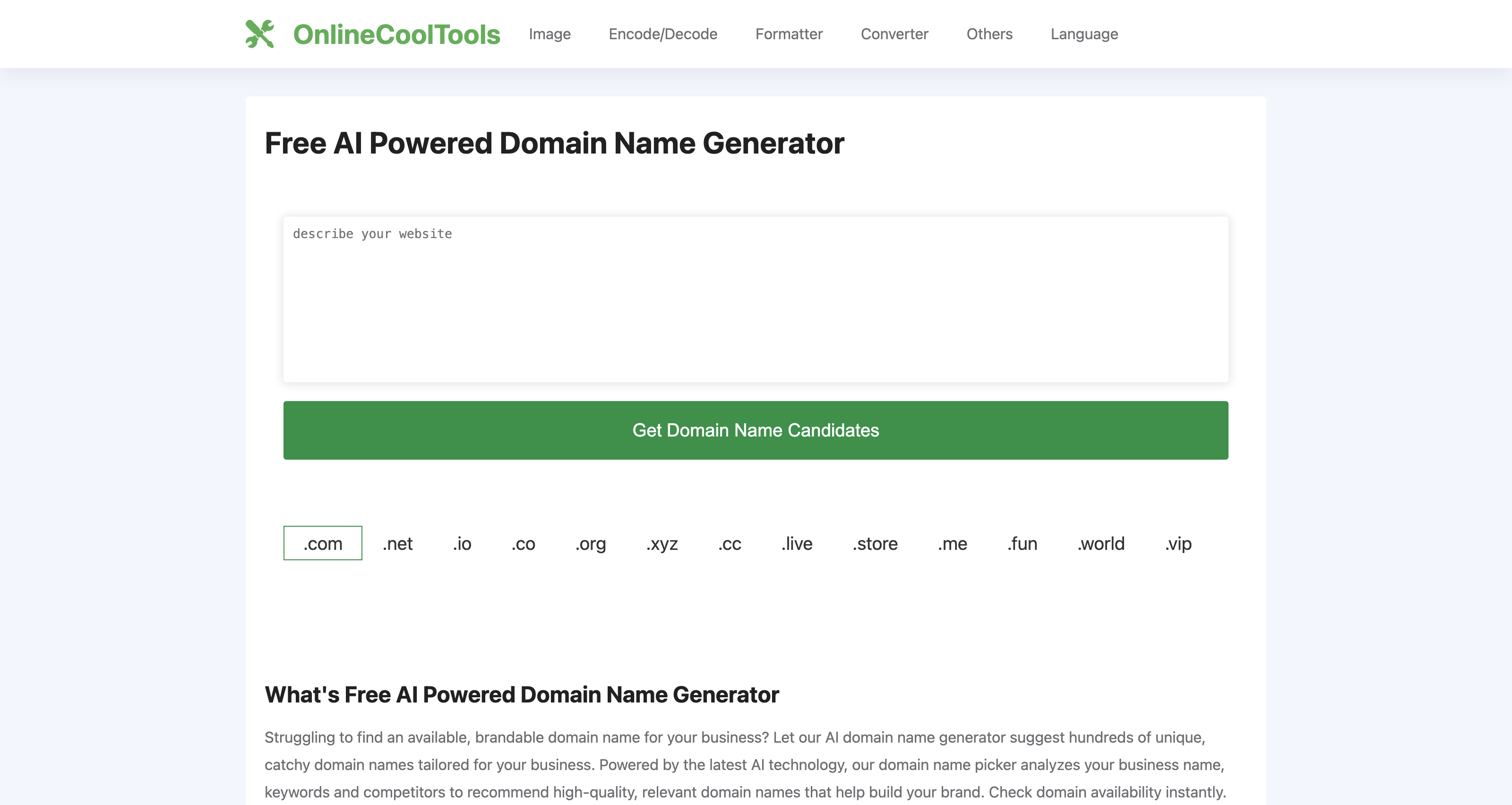 Free AI Powered Domain Name Generator - OnlineCoolTools icon