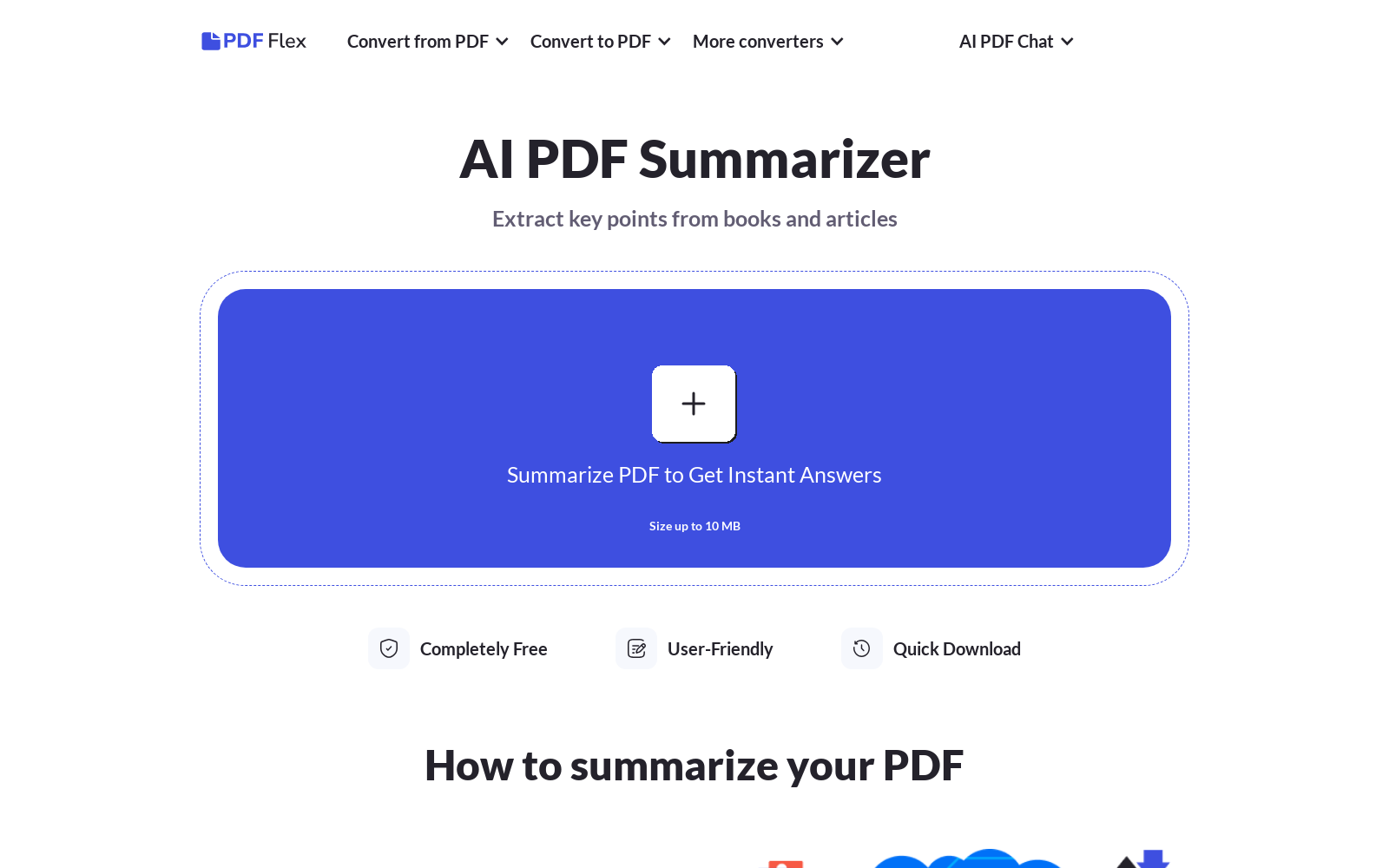 Free PDF Summarizer - Get AI Content Summary in Seconds - PDF Flex icon