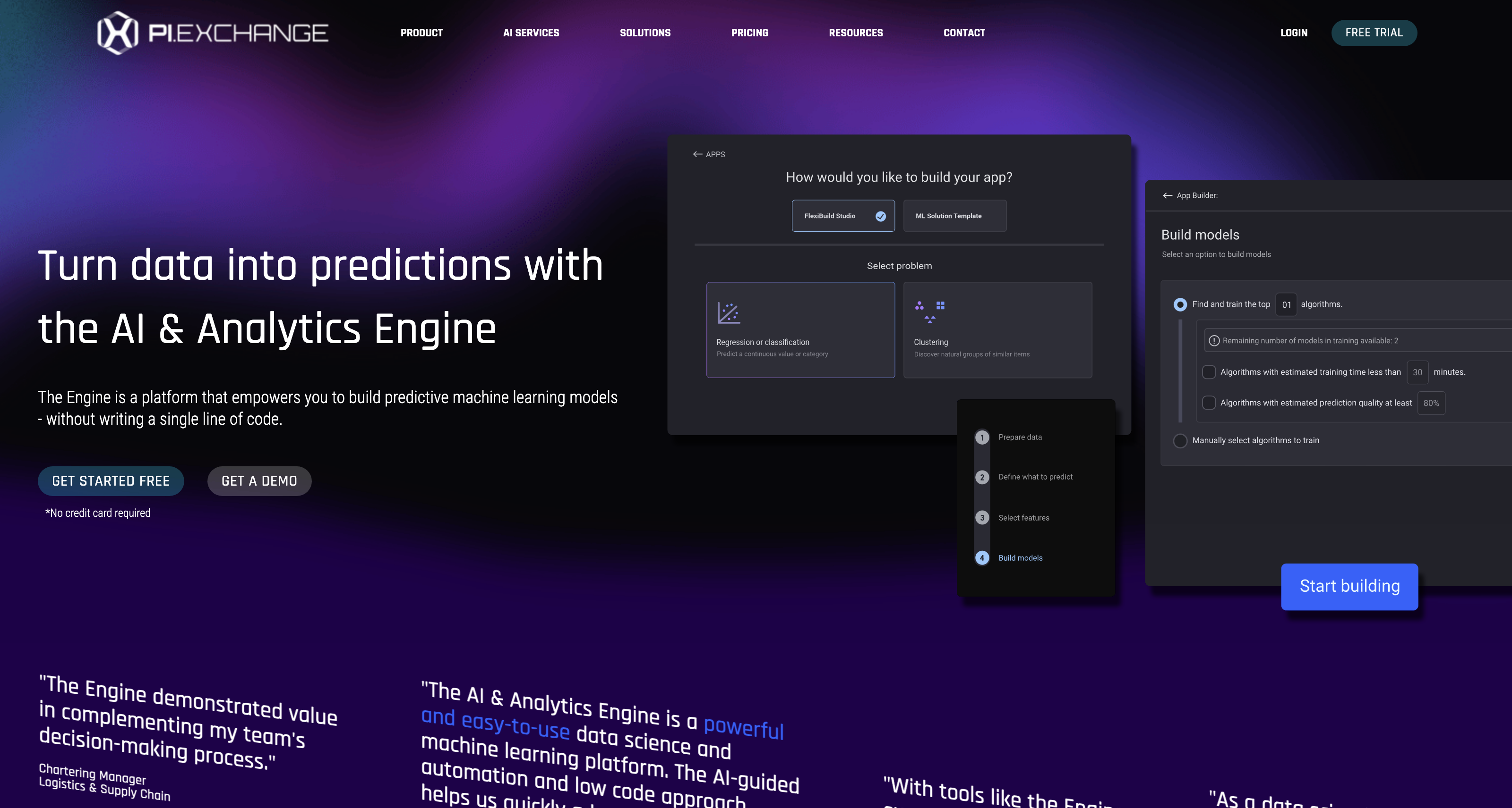 For Predictions in Minutes. No Code Required. | PI.EXCHANGE icon