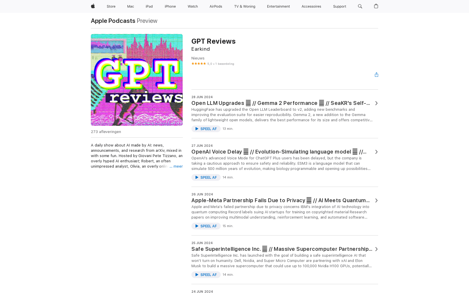 GPT Reviews op Apple Podcasts