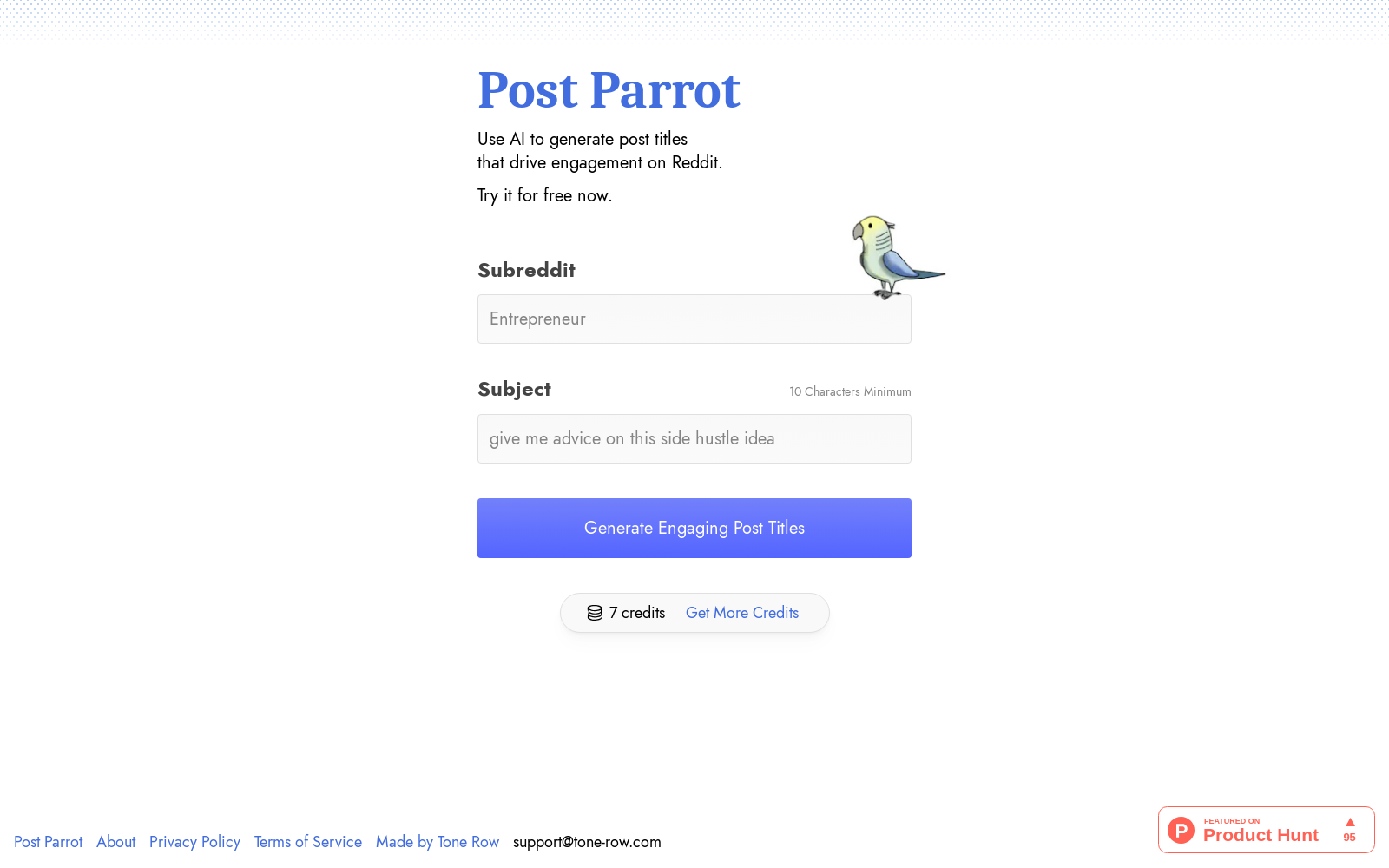Post Parrot - A free marketing tool for reddit icon