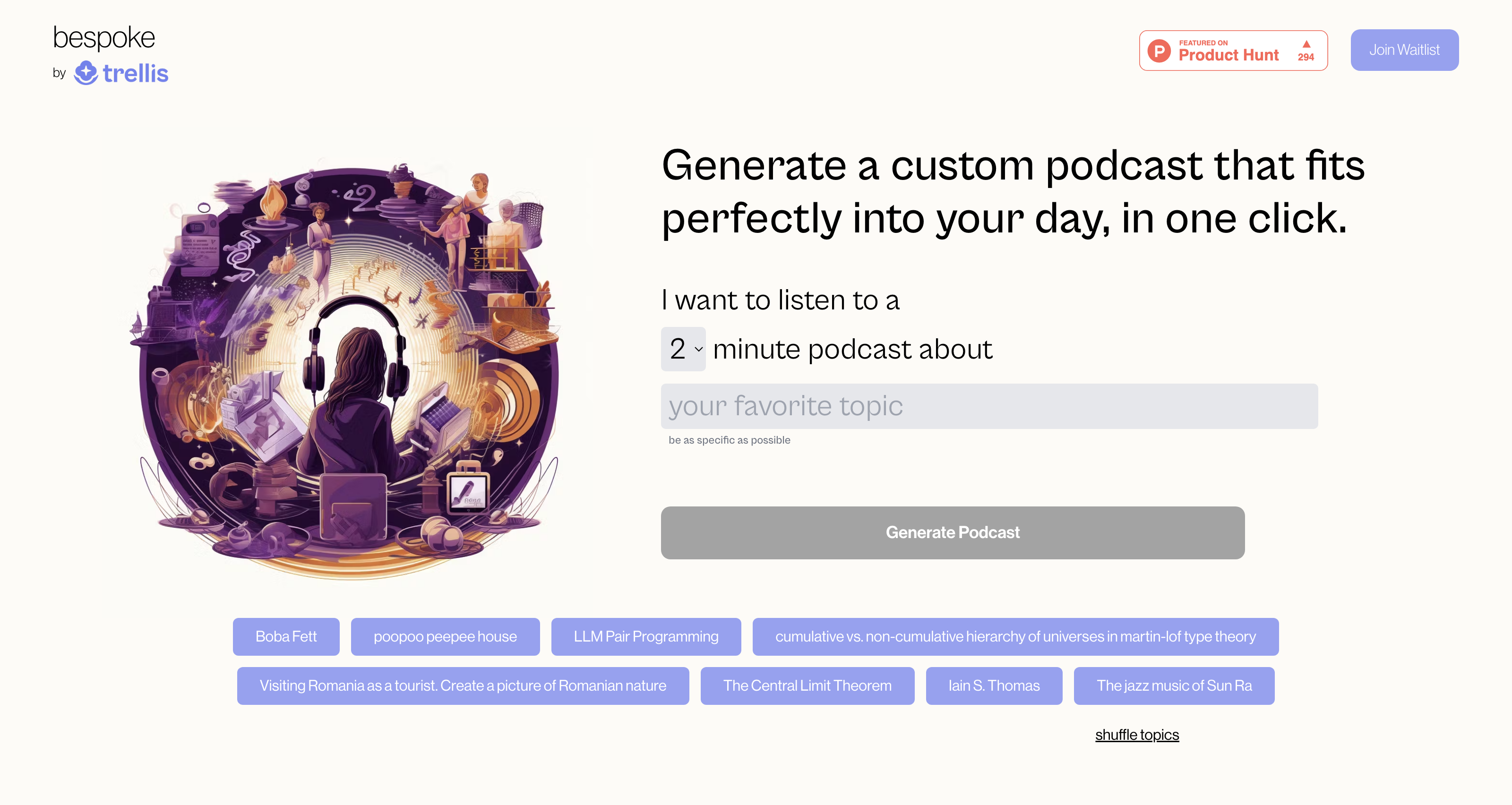 Bespoke | AI-generated Custom Podcasts