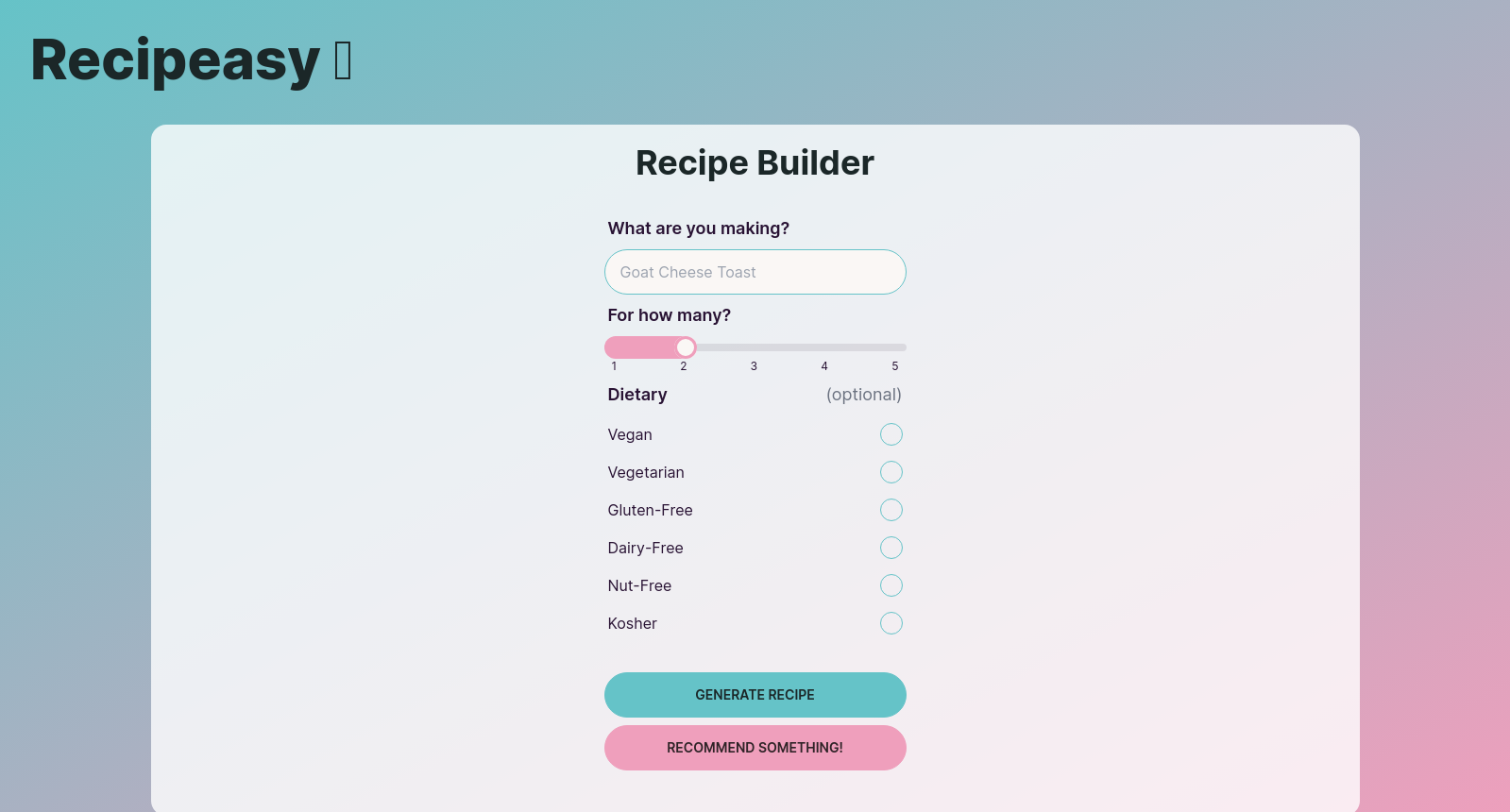 Recipeasy: AI-Powered Recipe Generator - Create Easy, Delicious Meals