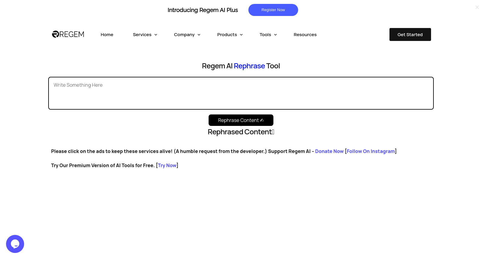 Free AI Rephrase & Paraphrasing Tool - Regem AI