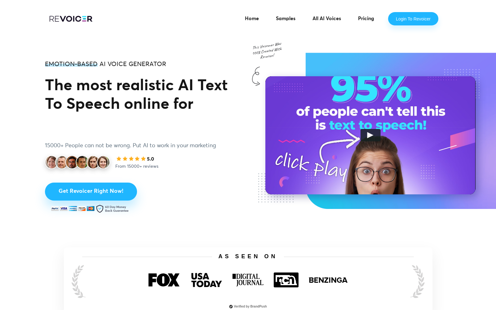 Revoicer - AI text to speech online - Emotion-based AI Voices Generator