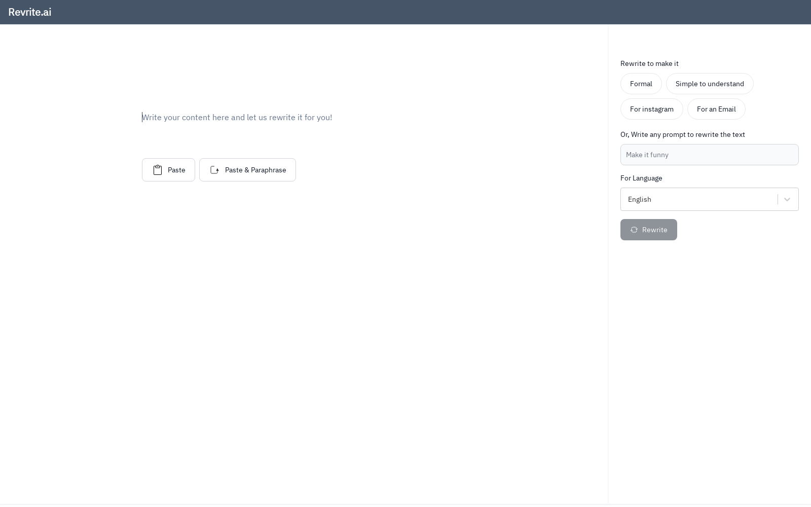 revrite.ai | Context aware, powerful paraphrasing tool with rich text, multilanguage support