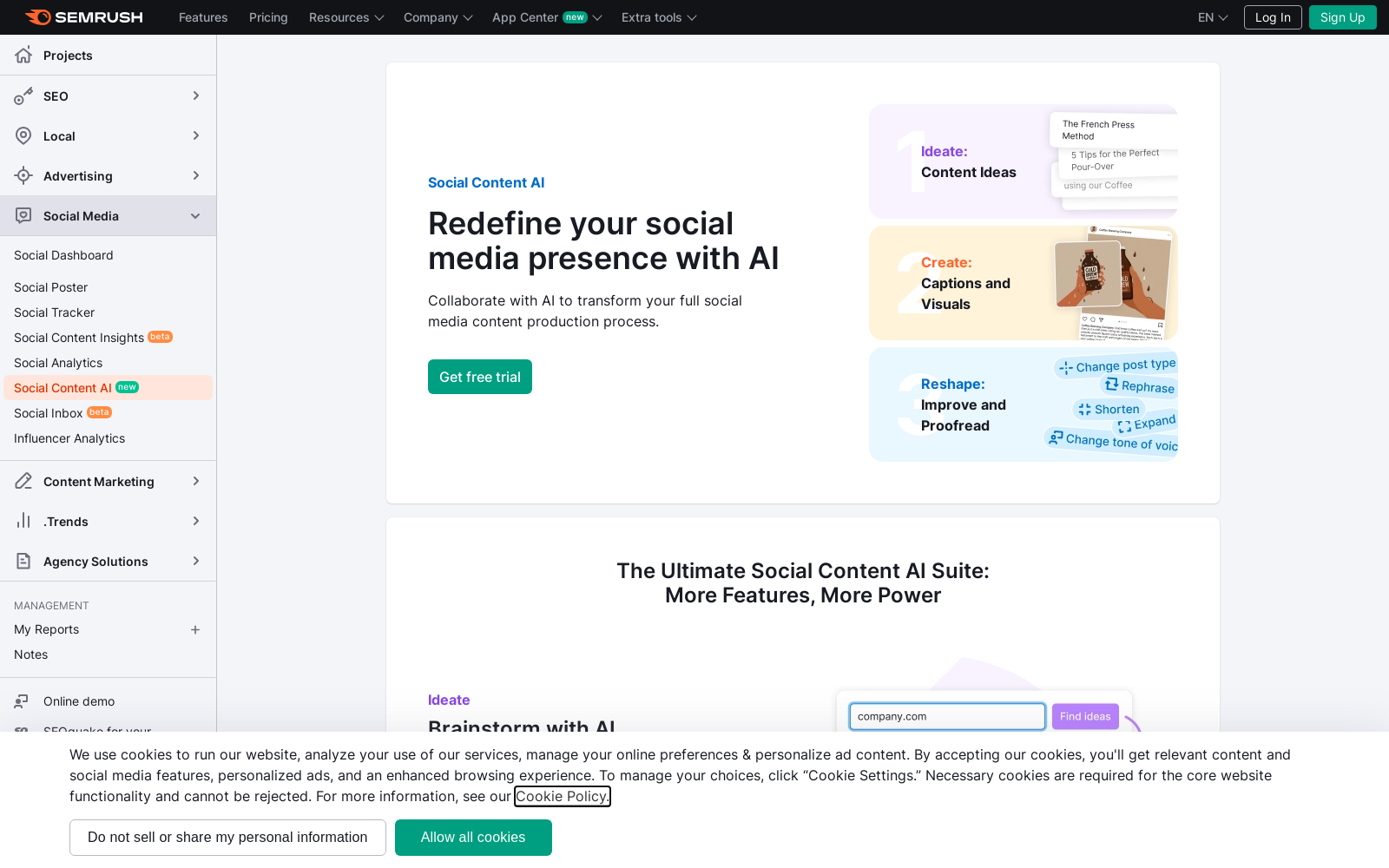 Social Content AI: Transform your social media content production with AI | Semrush