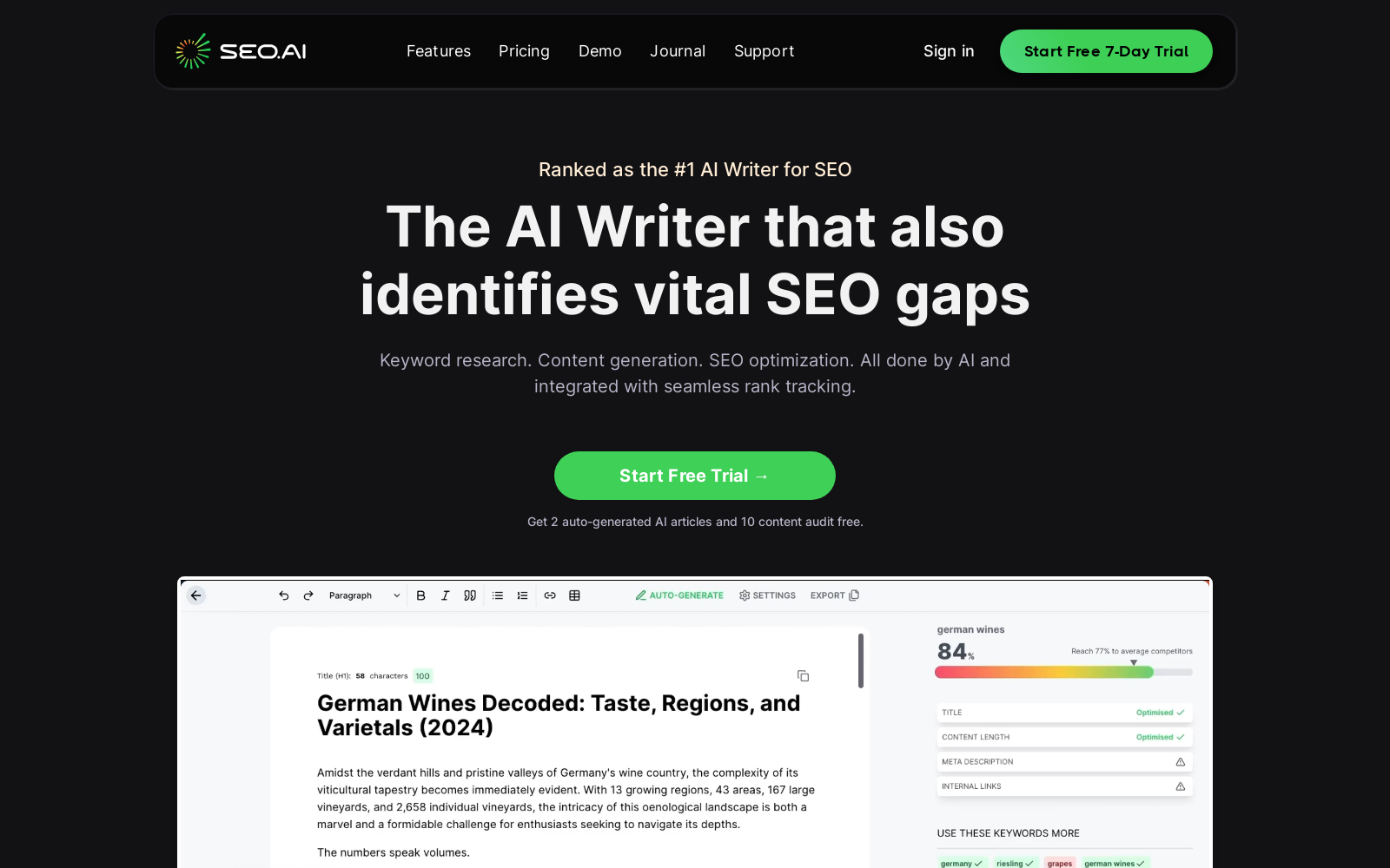 SEO.AI | AI Writer that also identifies the SEO gaps